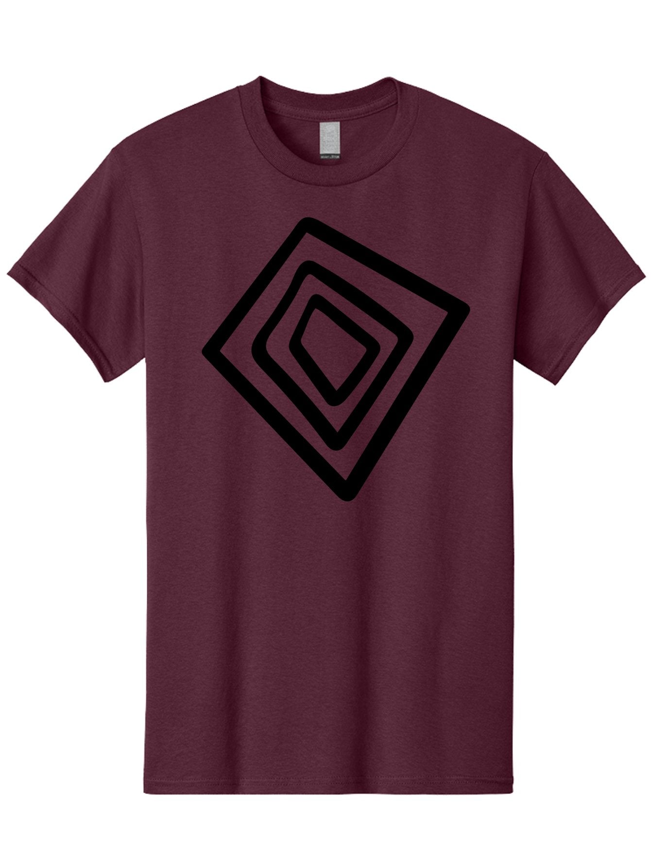 Stacked-Diamonds Men'S Graphic Tee, 100% Cotton, Comfortable Casual Summer Wear, Machine Washable, Concentric Diamond Shapes, Layered Design, Minimalist Art, Black And Green, Geometric Pattern, Modern Aesthetic, Simple Graphics -  Aaa492 9