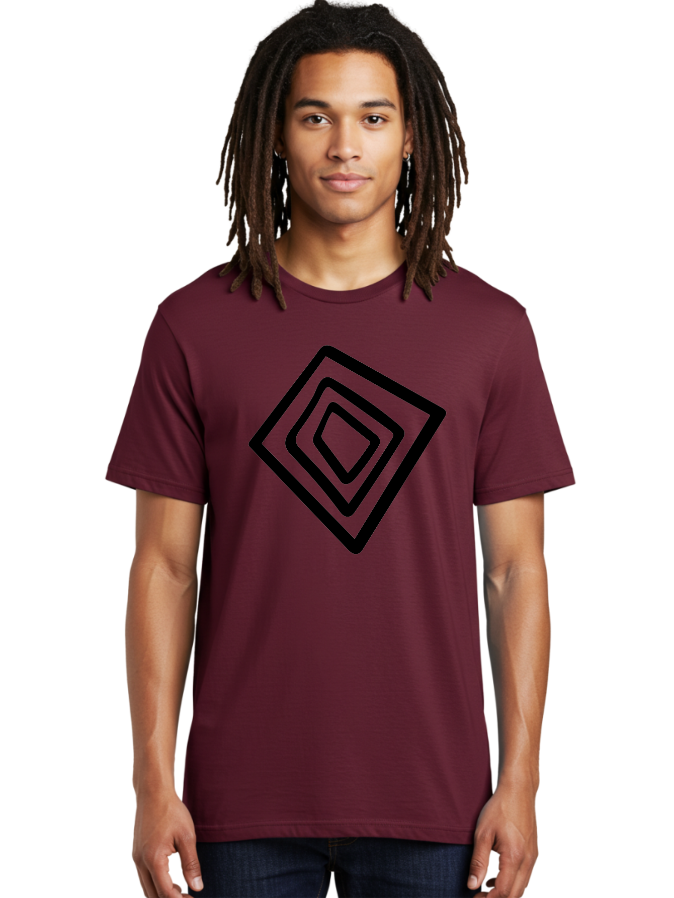 Stacked-Diamonds Men'S Graphic Tee, 100% Cotton, Comfortable Casual Summer Wear, Machine Washable, Concentric Diamond Shapes, Layered Design, Minimalist Art, Black And Green, Geometric Pattern, Modern Aesthetic, Simple Graphics -  Aaa492 14