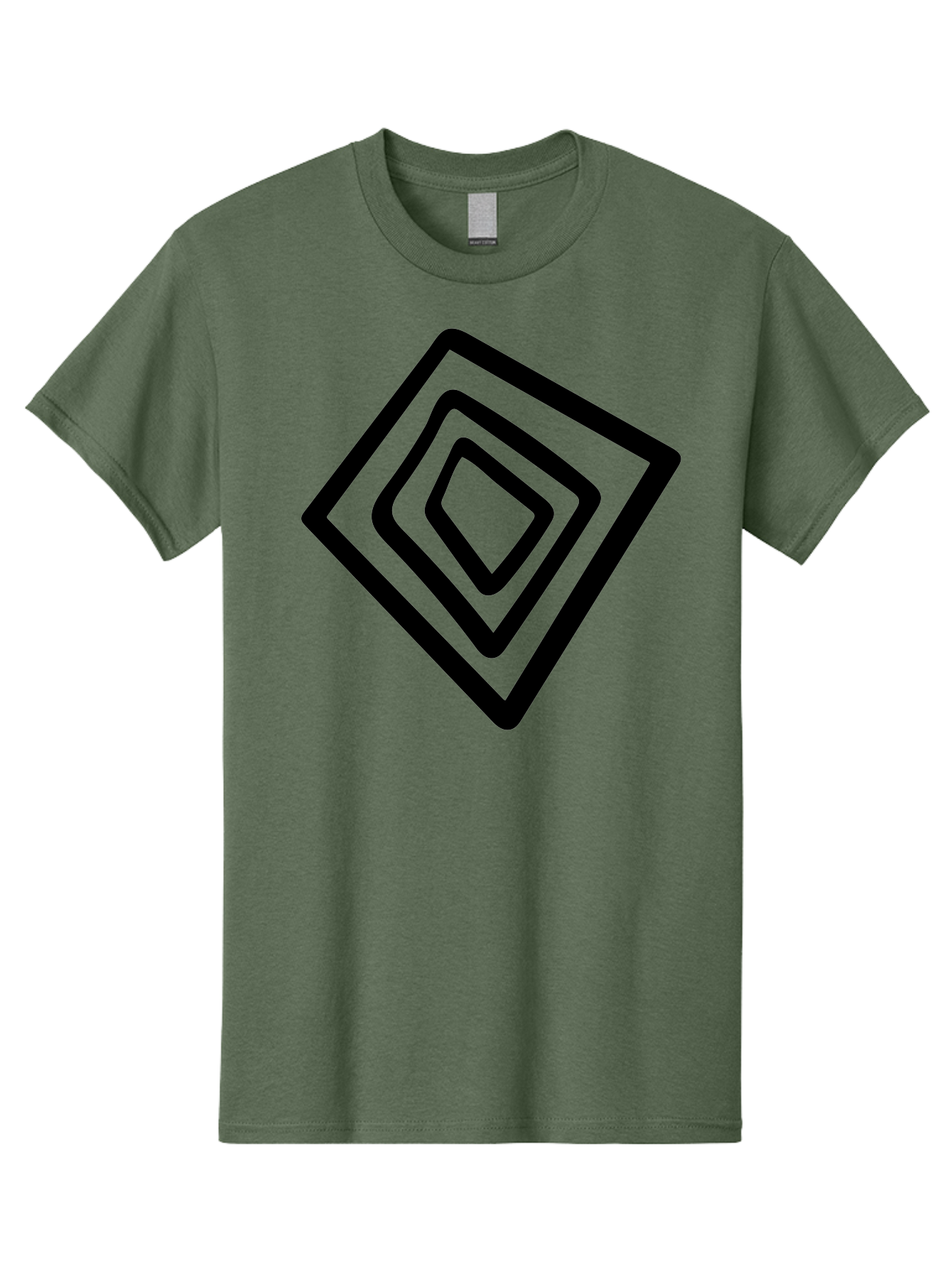Stacked-Diamonds Men'S Graphic Tee, 100% Cotton, Comfortable Casual Summer Wear, Machine Washable, Concentric Diamond Shapes, Layered Design, Minimalist Art, Black And Green, Geometric Pattern, Modern Aesthetic, Simple Graphics -  Aaa492 15