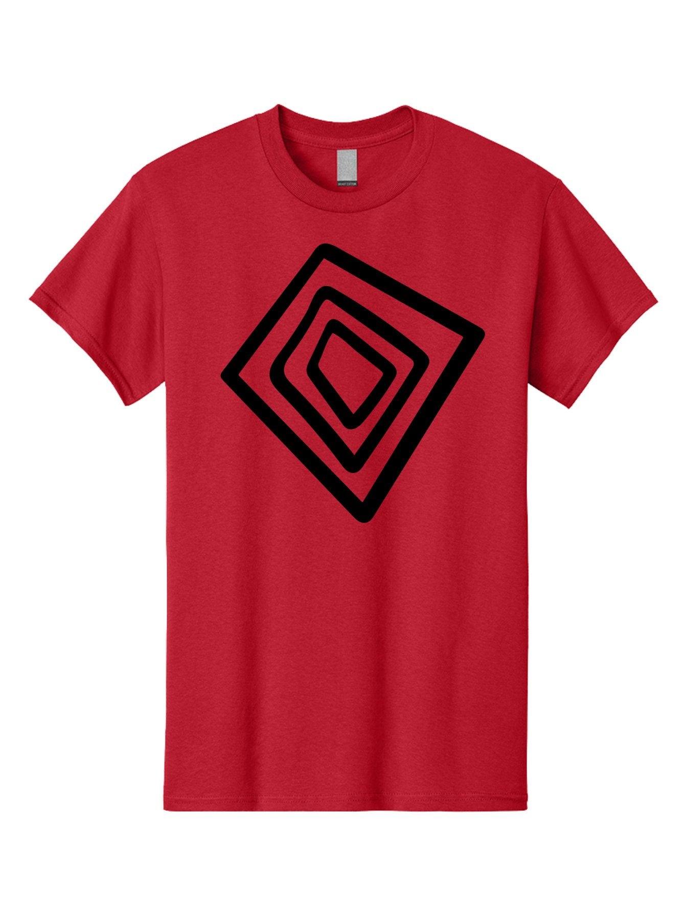 Stacked-Diamonds Men'S Graphic Tee, 100% Cotton, Comfortable Casual Summer Wear, Machine Washable, Concentric Diamond Shapes, Layered Design, Minimalist Art, Black And Green, Geometric Pattern, Modern Aesthetic, Simple Graphics -  Aaa492 13