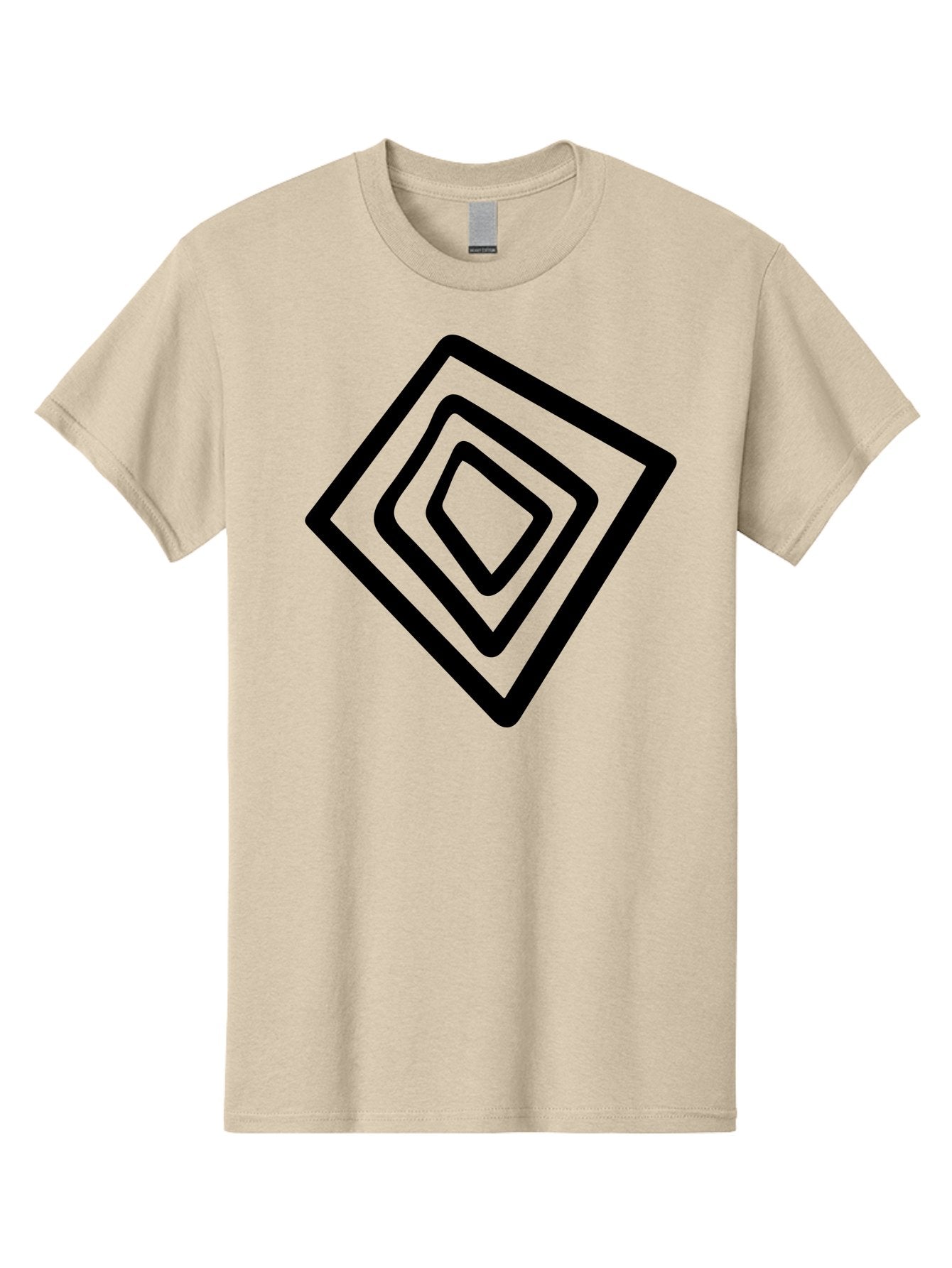 Stacked-Diamonds Men'S Graphic Tee, 100% Cotton, Comfortable Casual Summer Wear, Machine Washable, Concentric Diamond Shapes, Layered Design, Minimalist Art, Black And Green, Geometric Pattern, Modern Aesthetic, Simple Graphics -  Aaa492 3