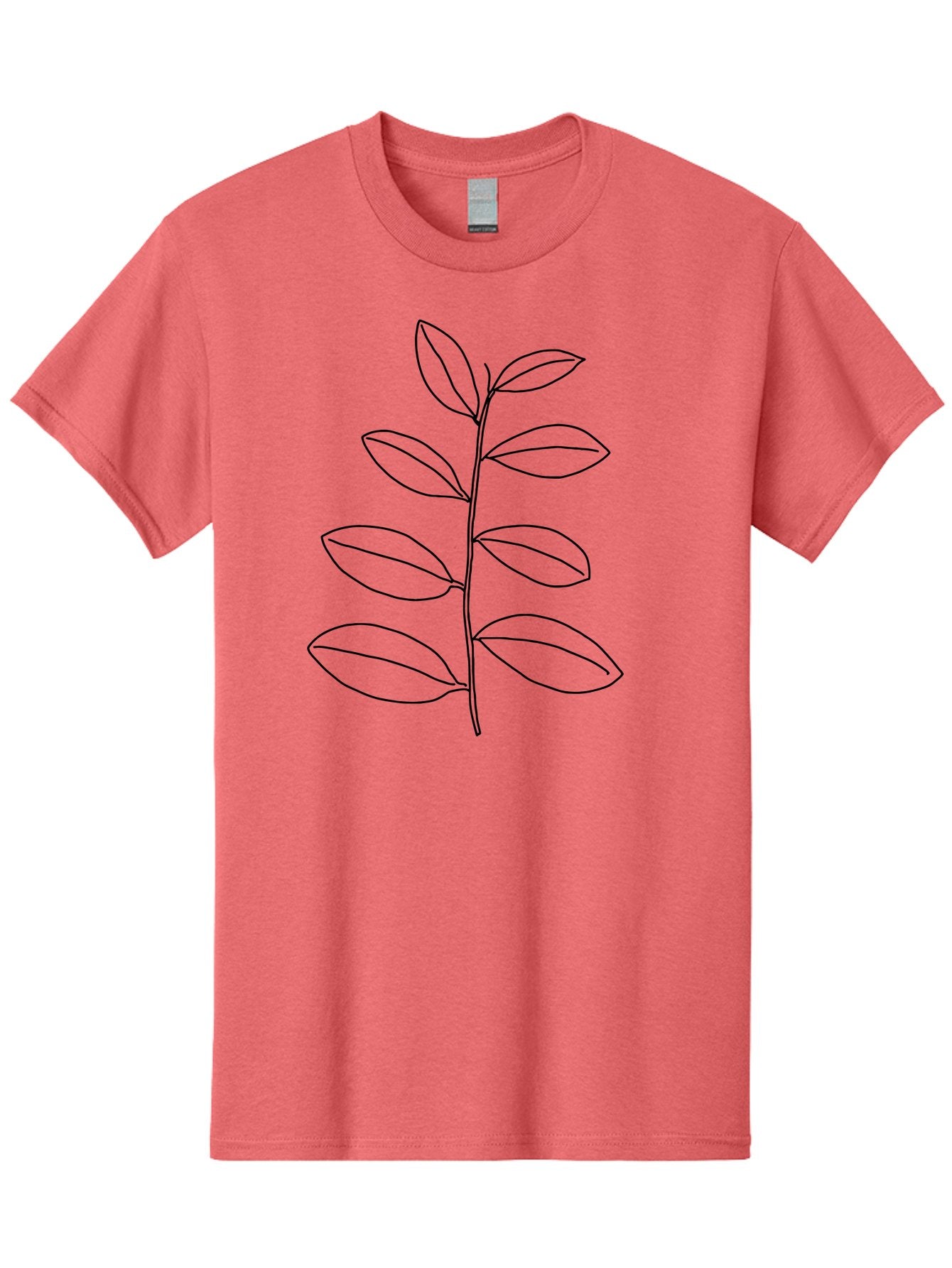 Stem-With-Leaves Men'S Graphic Tee, 100% Cotton, Comfortable Casual Summer Wear, Machine Washable, Simple Line Art, Minimalist Design, Leafy Stem, Botanical Illustration, Natural Elements, Outline Art, Black Lines, Foliage -  Aaa493 21