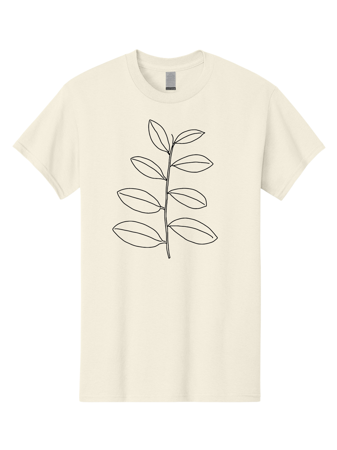 Stem-With-Leaves Men'S Graphic Tee, 100% Cotton, Comfortable Casual Summer Wear, Machine Washable, Simple Line Art, Minimalist Design, Leafy Stem, Botanical Illustration, Natural Elements, Outline Art, Black Lines, Foliage -  Aaa493 17