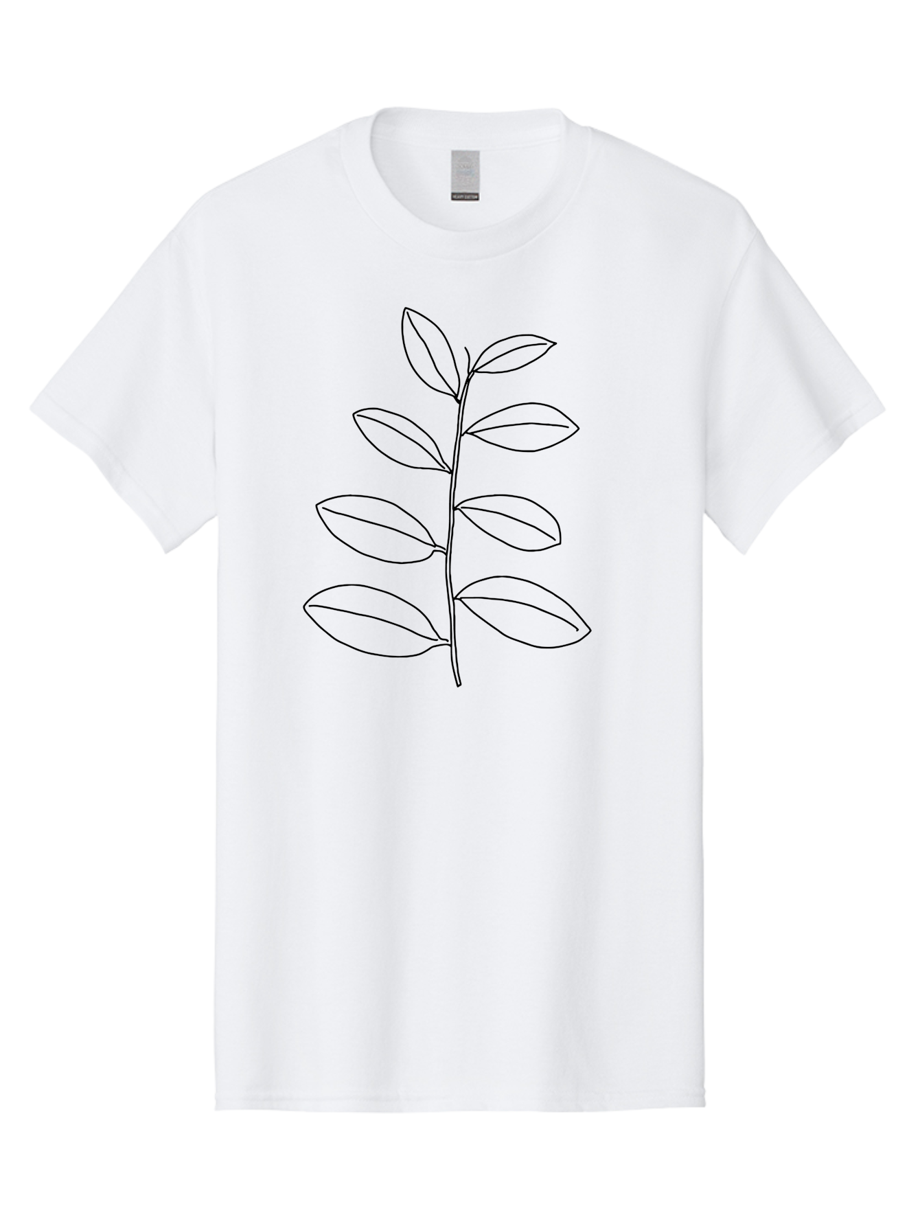 Stem-With-Leaves Men'S Graphic Tee, 100% Cotton, Comfortable Casual Summer Wear, Machine Washable, Simple Line Art, Minimalist Design, Leafy Stem, Botanical Illustration, Natural Elements, Outline Art, Black Lines, Foliage -  Aaa493 29