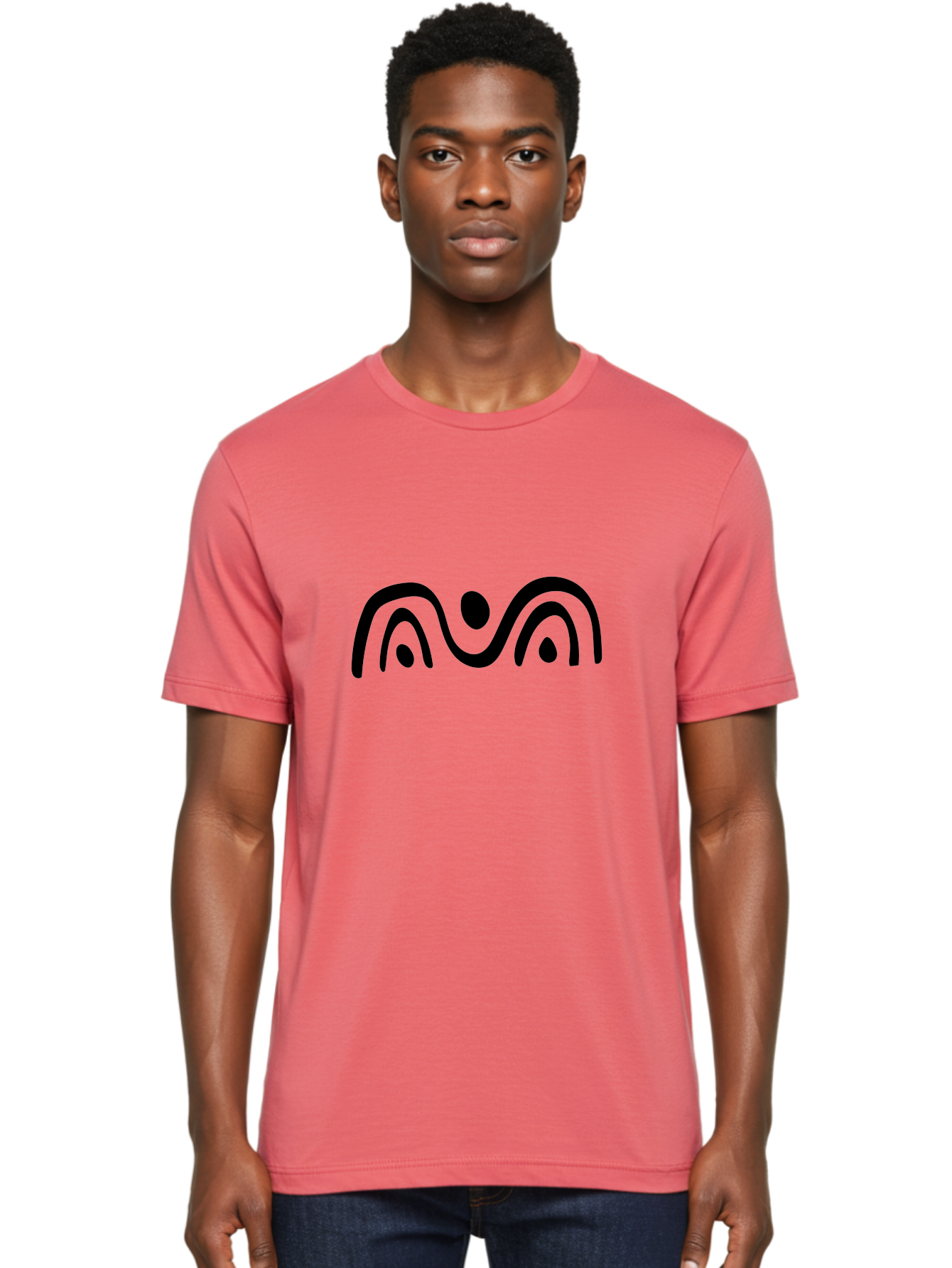 Stylized-Person-Icon Men'S Graphic Tee, 100% Cotton, Comfortable Casual Summer Wear, Machine Washable, Modern Minimalist Design, Abstract Art, Wavy Lines, Simple Shapes, Fluid Curves, Stylized Symbol, Black Silhouette, Graphic Element -  Aaa495 6
