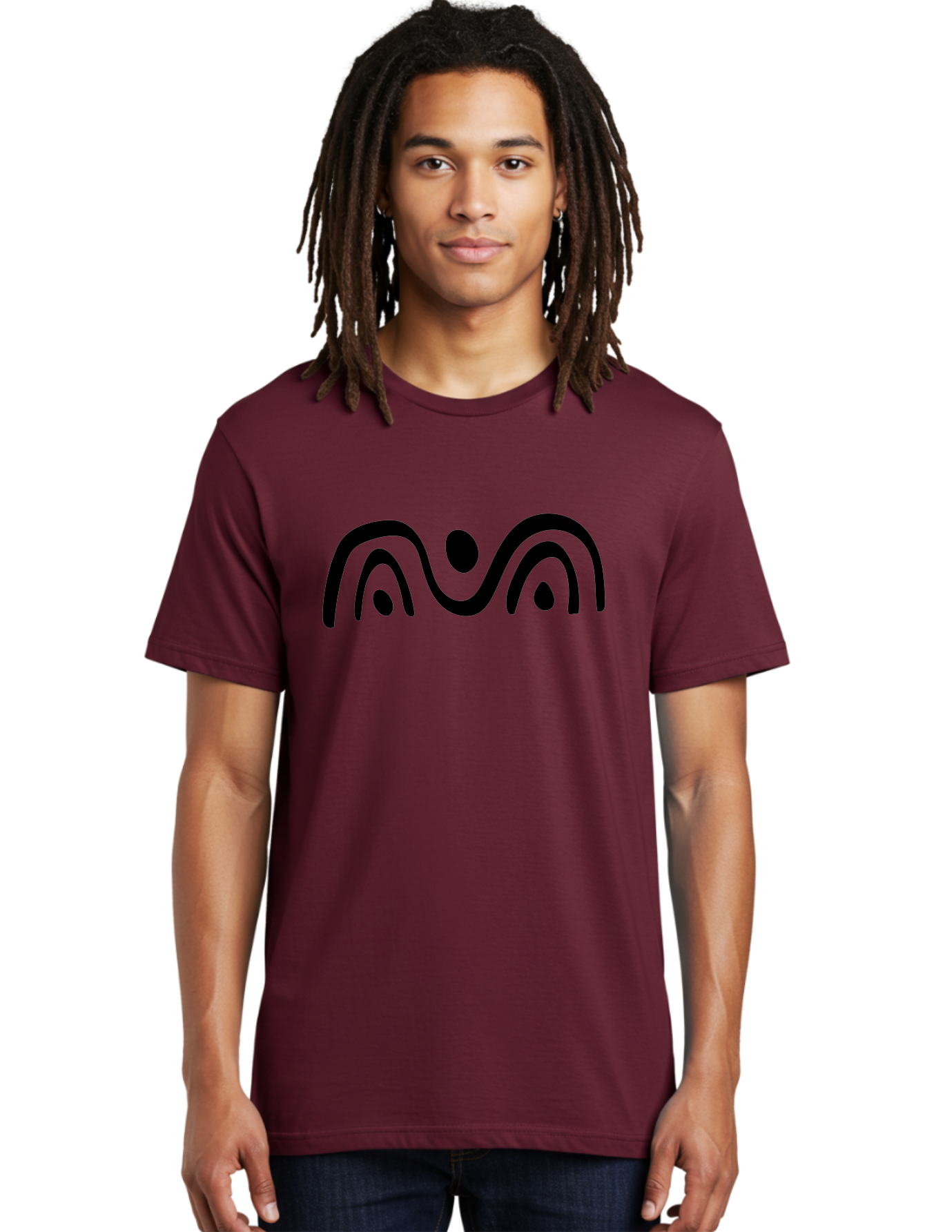 Stylized-Person-Icon Men'S Graphic Tee, 100% Cotton, Comfortable Casual Summer Wear, Machine Washable, Modern Minimalist Design, Abstract Art, Wavy Lines, Simple Shapes, Fluid Curves, Stylized Symbol, Black Silhouette, Graphic Element -  Aaa495 14