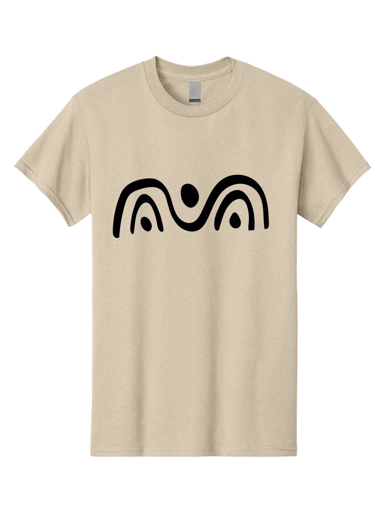 Stylized-Person-Icon Men'S Graphic Tee, 100% Cotton, Comfortable Casual Summer Wear, Machine Washable, Modern Minimalist Design, Abstract Art, Wavy Lines, Simple Shapes, Fluid Curves, Stylized Symbol, Black Silhouette, Graphic Element -  Aaa495 7