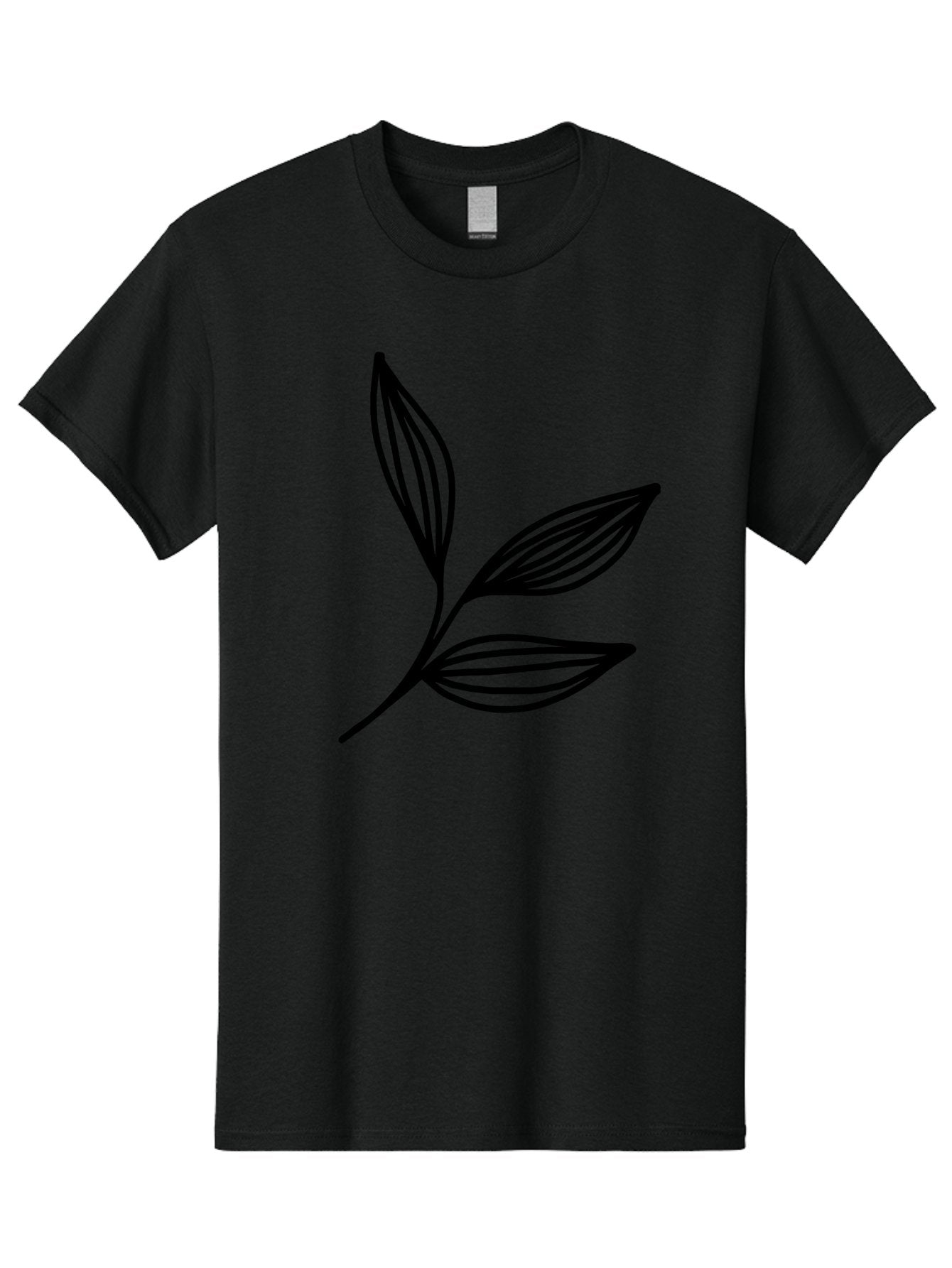 Three-Leaf-Stem Men'S Graphic Tee, 100% Cotton, Comfortable Casual Summer Wear, Machine Washable, Minimalist Leaf Design, Simple Line Art, Botanical Illustration, Three Leaves, Black Outline, Natural Theme, Eco-Friendly, Organic Shape -  Aaa498 9