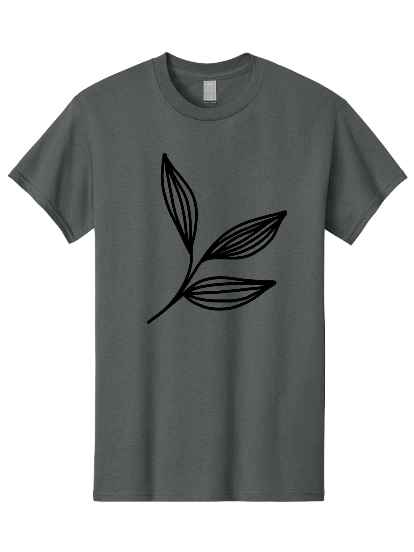 Three-Leaf-Stem Men'S Graphic Tee, 100% Cotton, Comfortable Casual Summer Wear, Machine Washable, Minimalist Leaf Design, Simple Line Art, Botanical Illustration, Three Leaves, Black Outline, Natural Theme, Eco-Friendly, Organic Shape -  Aaa498 25