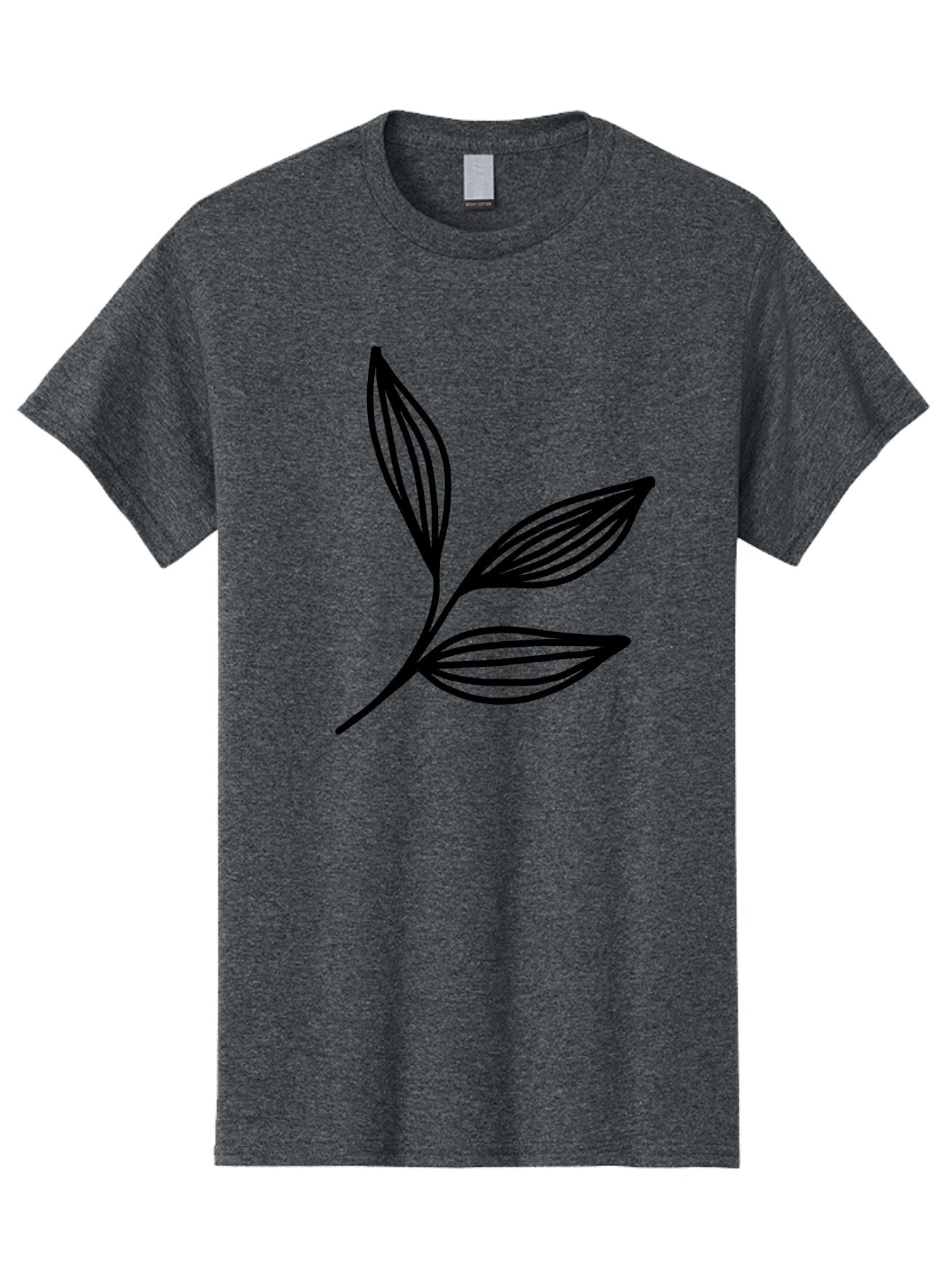 Three-Leaf-Stem Men'S Graphic Tee, 100% Cotton, Comfortable Casual Summer Wear, Machine Washable, Minimalist Leaf Design, Simple Line Art, Botanical Illustration, Three Leaves, Black Outline, Natural Theme, Eco-Friendly, Organic Shape -  Aaa498 23