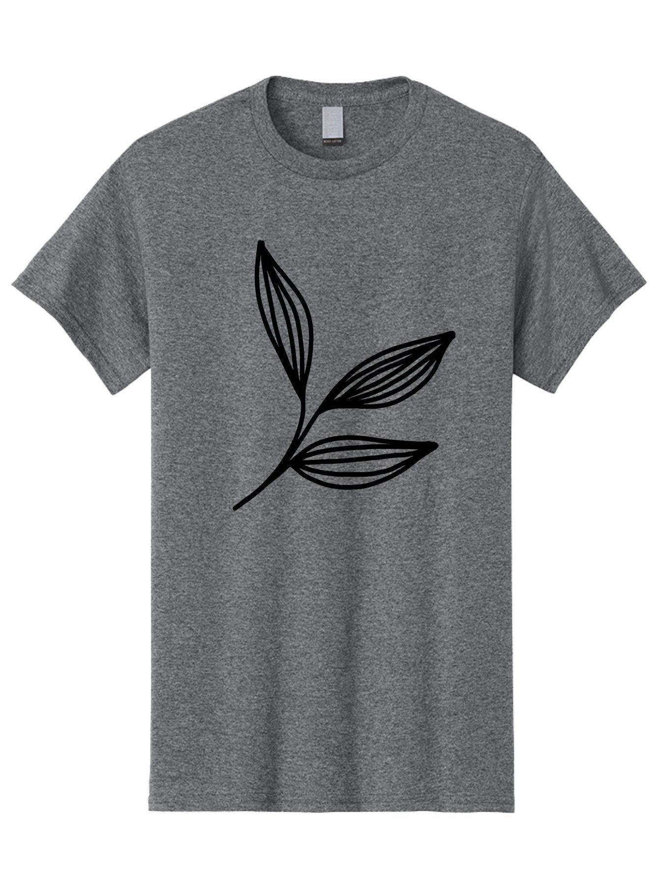 Three-Leaf-Stem Men'S Graphic Tee, 100% Cotton, Comfortable Casual Summer Wear, Machine Washable, Minimalist Leaf Design, Simple Line Art, Botanical Illustration, Three Leaves, Black Outline, Natural Theme, Eco-Friendly, Organic Shape -  Aaa498 15