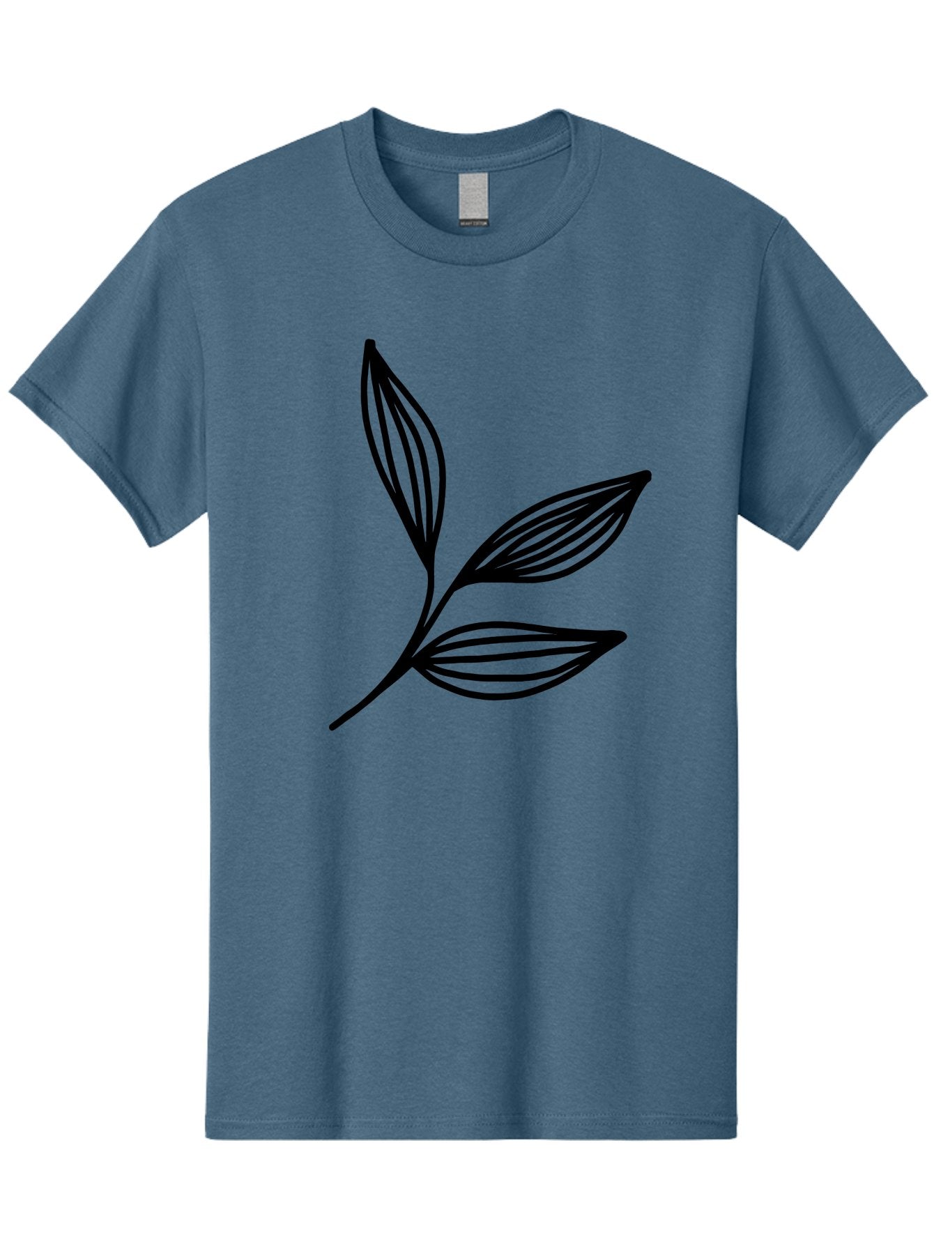 Three-Leaf-Stem Men'S Graphic Tee, 100% Cotton, Comfortable Casual Summer Wear, Machine Washable, Minimalist Leaf Design, Simple Line Art, Botanical Illustration, Three Leaves, Black Outline, Natural Theme, Eco-Friendly, Organic Shape -  Aaa498 7