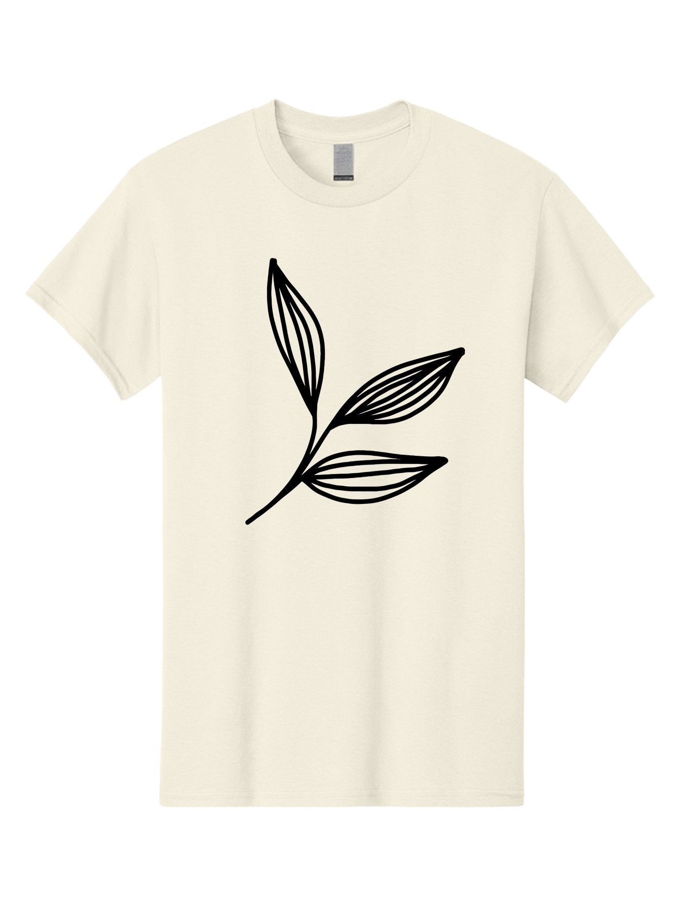 Three-Leaf-Stem Men'S Graphic Tee, 100% Cotton, Comfortable Casual Summer Wear, Machine Washable, Minimalist Leaf Design, Simple Line Art, Botanical Illustration, Three Leaves, Black Outline, Natural Theme, Eco-Friendly, Organic Shape -  Aaa498 13