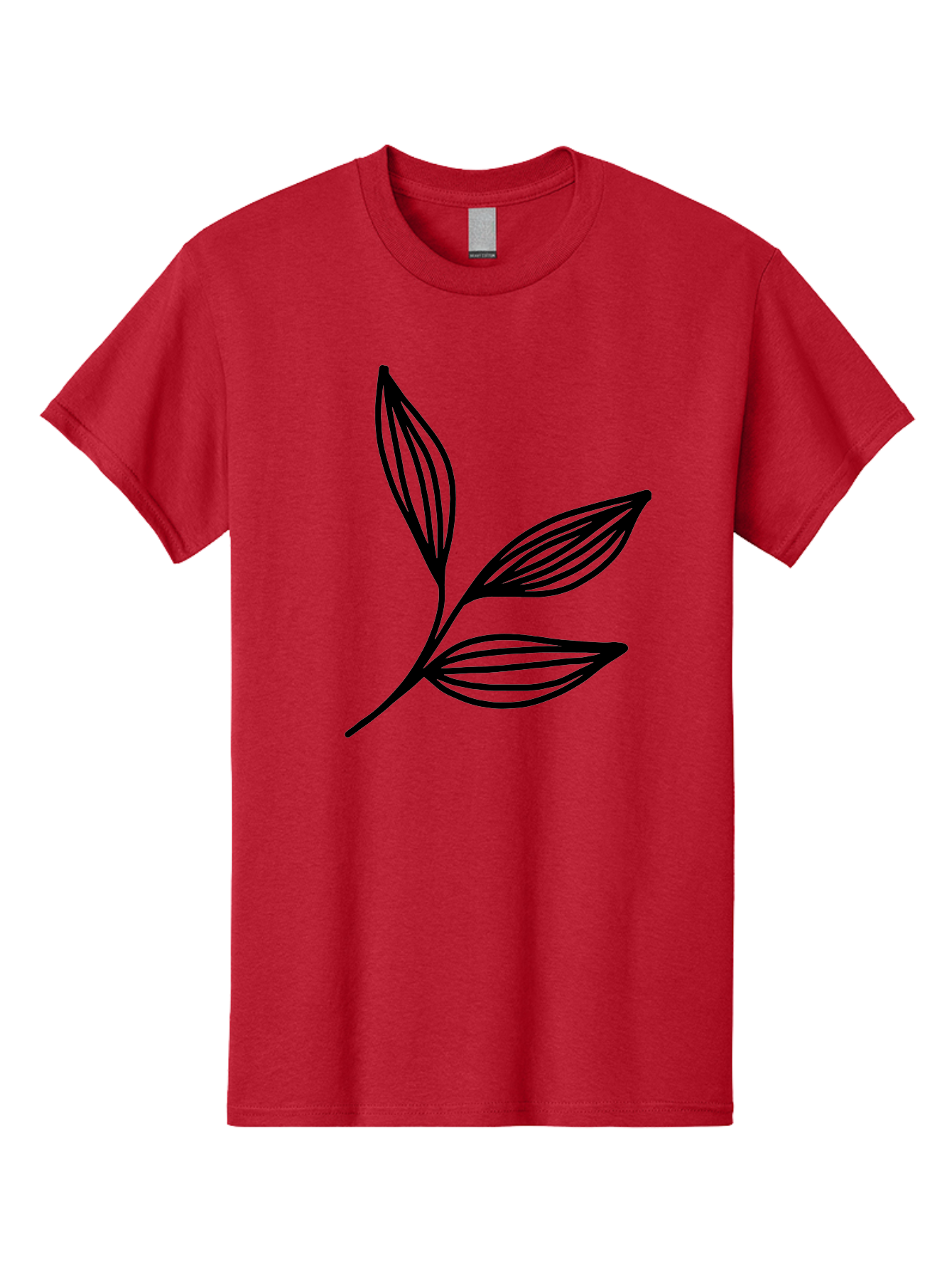 Three-Leaf-Stem Men'S Graphic Tee, 100% Cotton, Comfortable Casual Summer Wear, Machine Washable, Minimalist Leaf Design, Simple Line Art, Botanical Illustration, Three Leaves, Black Outline, Natural Theme, Eco-Friendly, Organic Shape -  Aaa498 23