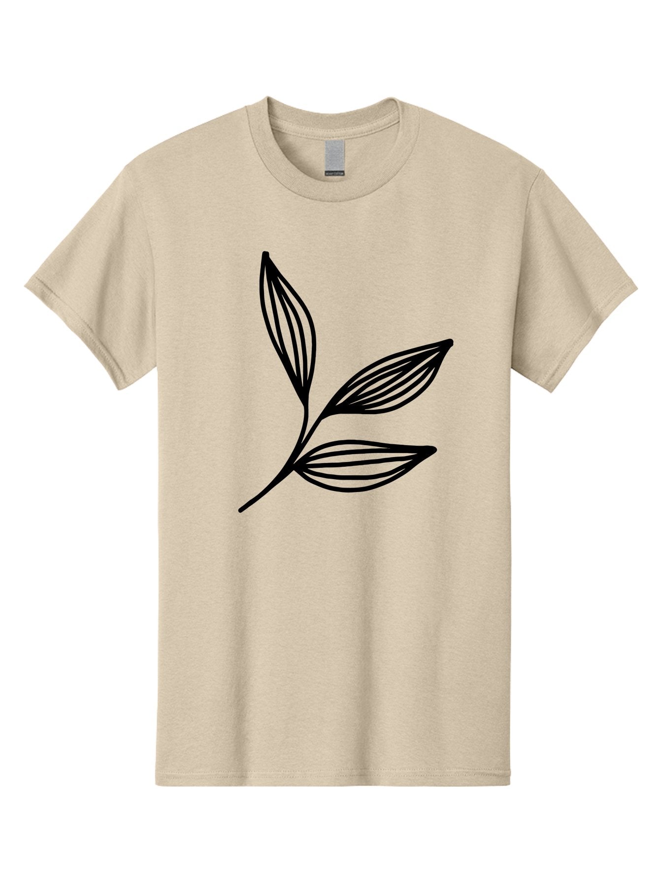 Three-Leaf-Stem Men'S Graphic Tee, 100% Cotton, Comfortable Casual Summer Wear, Machine Washable, Minimalist Leaf Design, Simple Line Art, Botanical Illustration, Three Leaves, Black Outline, Natural Theme, Eco-Friendly, Organic Shape -  Aaa498 17