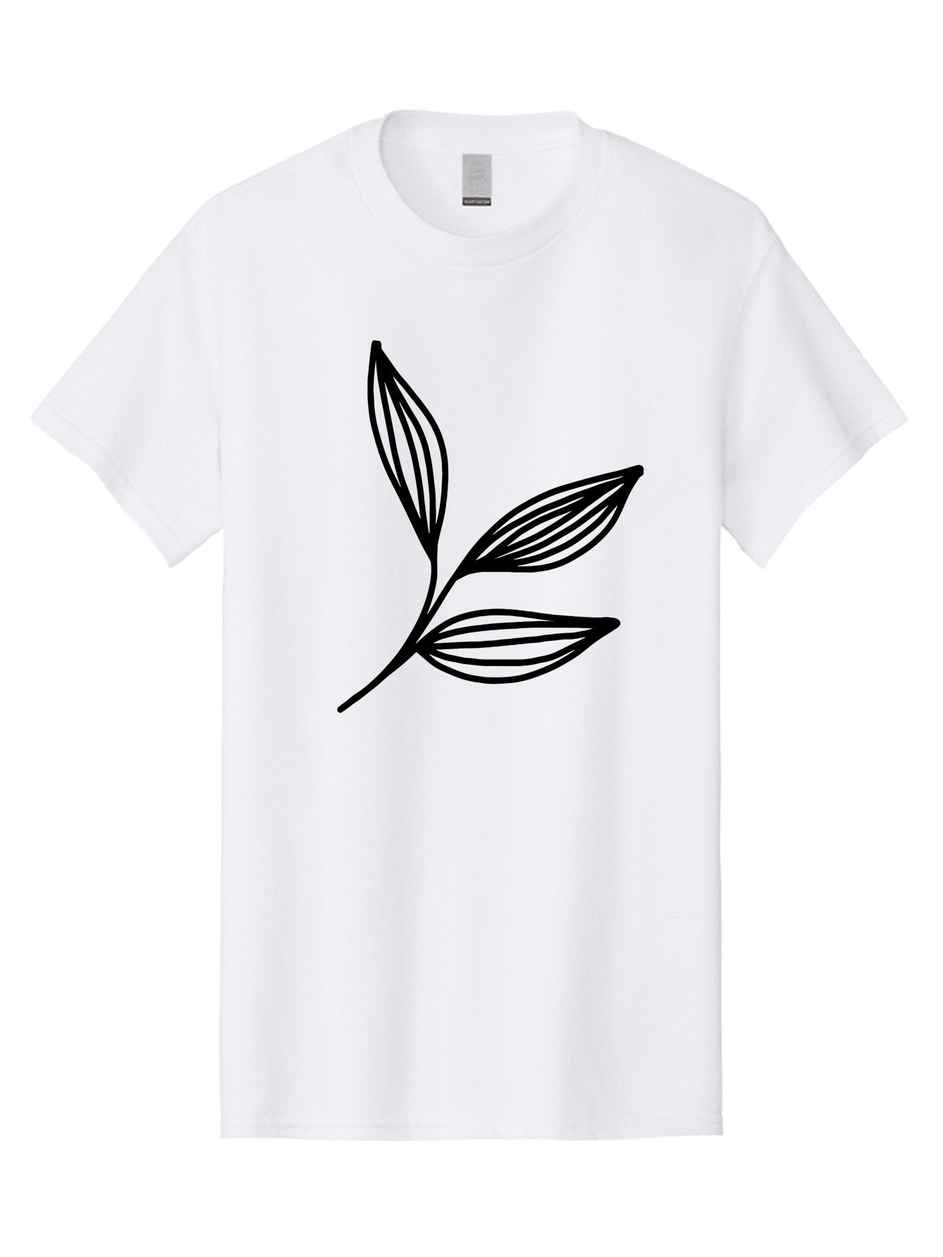 Three-Leaf-Stem Men'S Graphic Tee, 100% Cotton, Comfortable Casual Summer Wear, Machine Washable, Minimalist Leaf Design, Simple Line Art, Botanical Illustration, Three Leaves, Black Outline, Natural Theme, Eco-Friendly, Organic Shape -  Aaa498 19