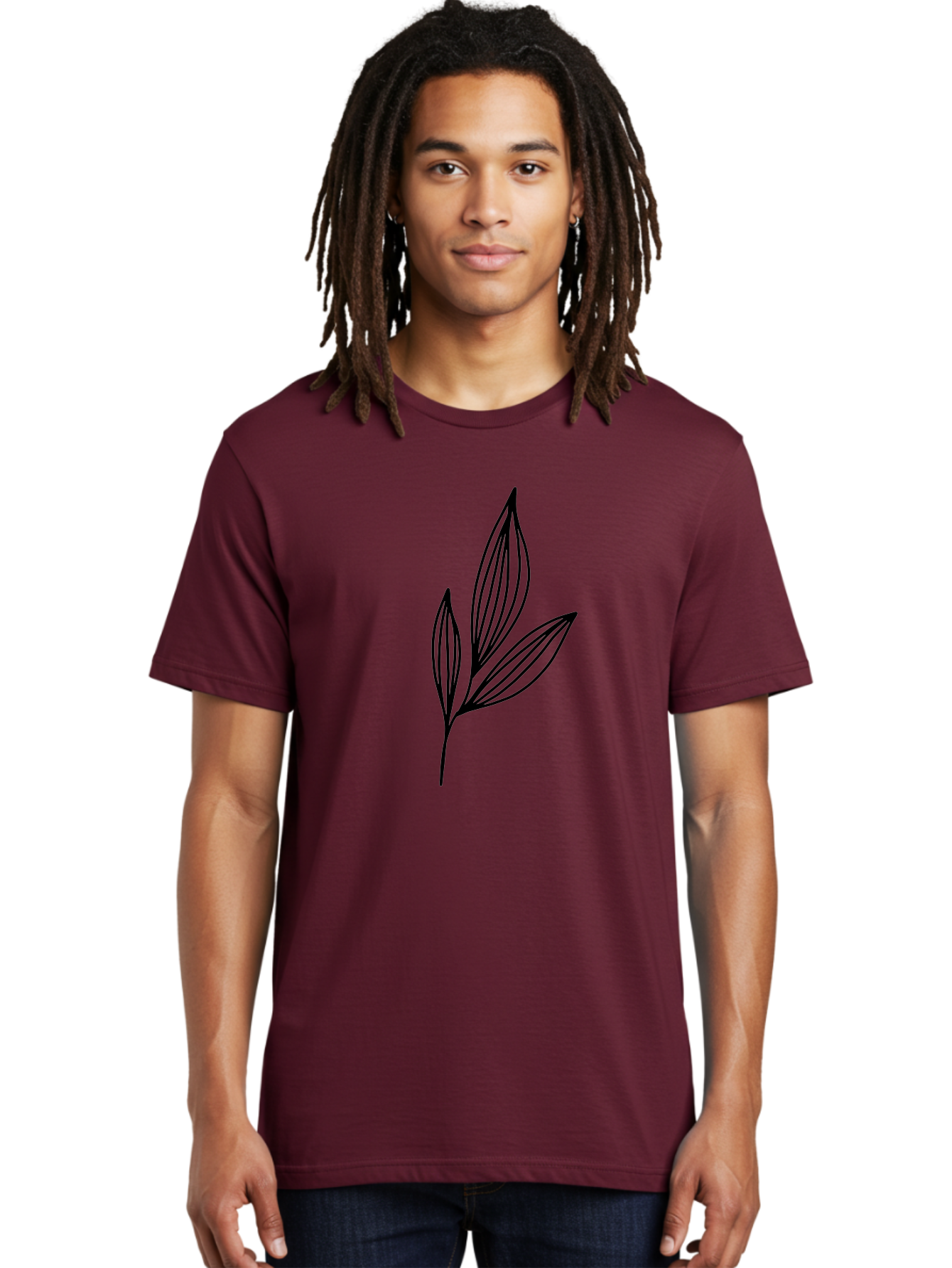 Three-Leaves-1 Men'S Graphic Tee, 100% Cotton, Comfortable Casual Summer Wear, Machine Washable, Simple Leaf Design, Minimalist Leaves, Botanical Illustration, Leaf Outline, Black Lines, Nature-Inspired Graphics, Leaf Pattern -  Aaa499 14