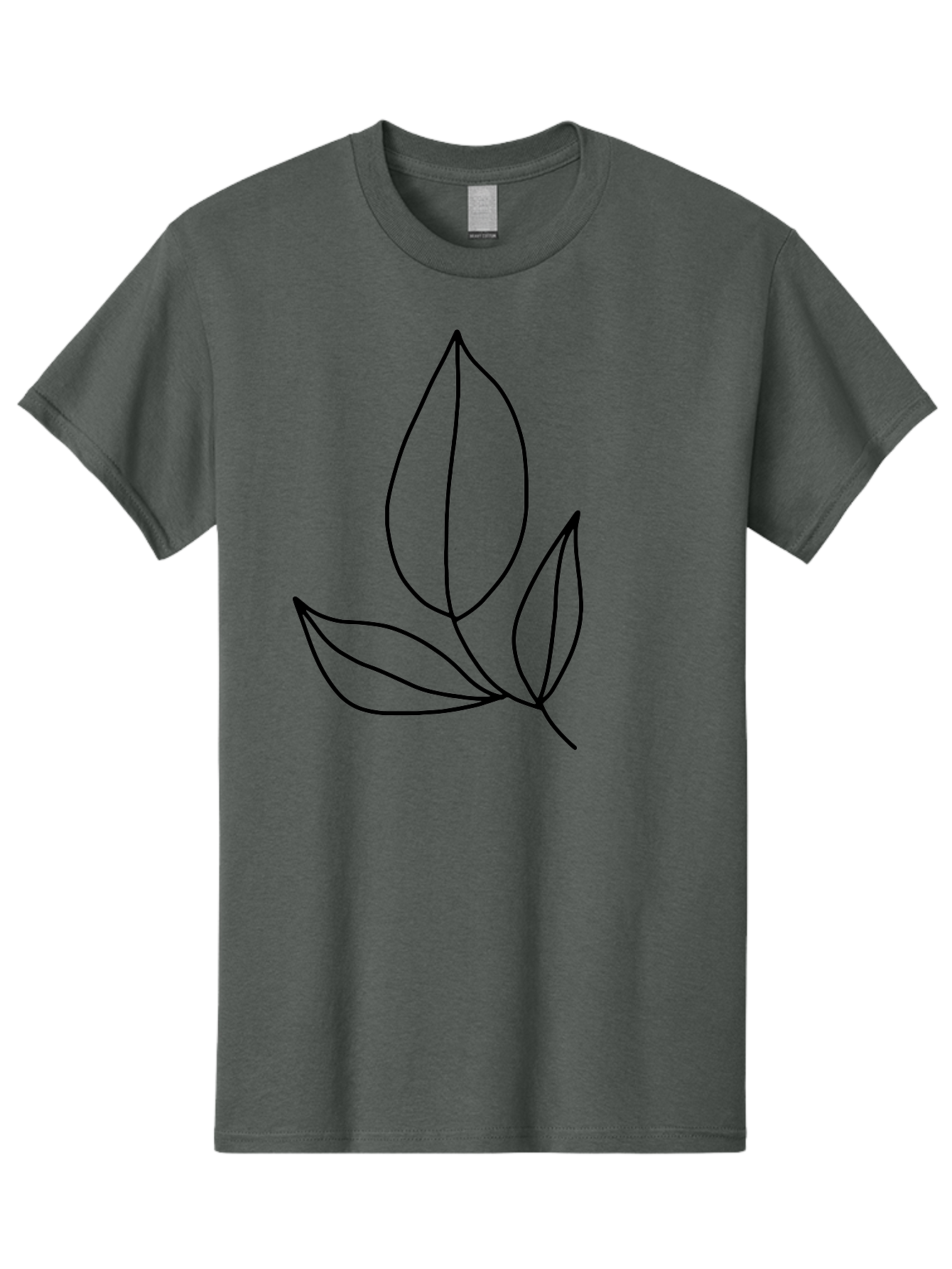Three-Leaves Men'S Graphic Tee, 100% Cotton, Comfortable Casual Summer Wear, Machine Washable, Simple Leaf Design, Minimalist Art, Leaf Illustration, Black Lines, Leaf Silhouettes, Nature-Inspired Graphics, Botanical Art, Clean Lines, -  Aaa500 3