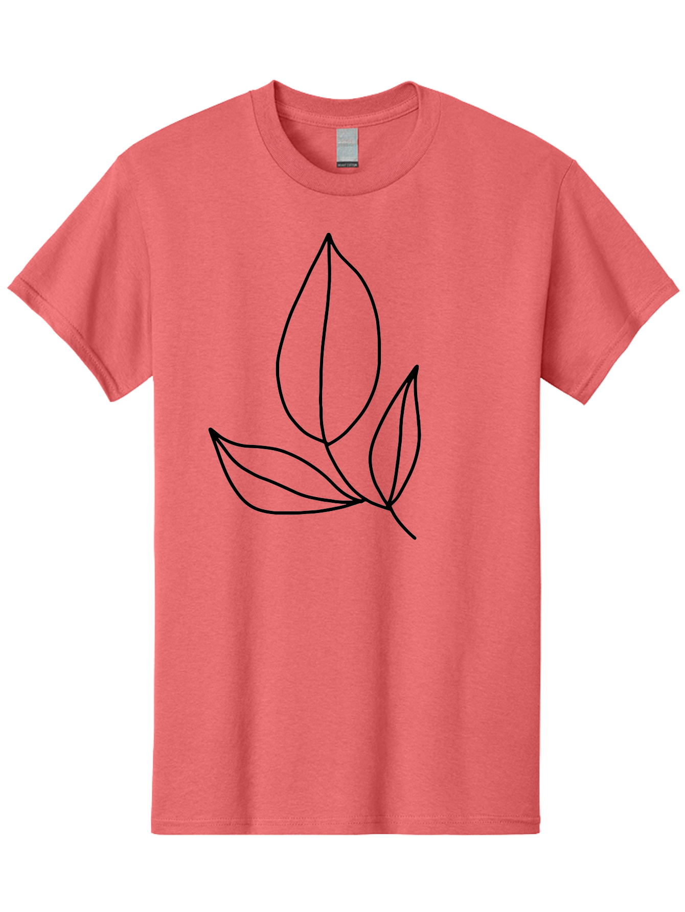 Three-Leaves Men'S Graphic Tee, 100% Cotton, Comfortable Casual Summer Wear, Machine Washable, Simple Leaf Design, Minimalist Art, Leaf Illustration, Black Lines, Leaf Silhouettes, Nature-Inspired Graphics, Botanical Art, Clean Lines, -  Aaa500 5