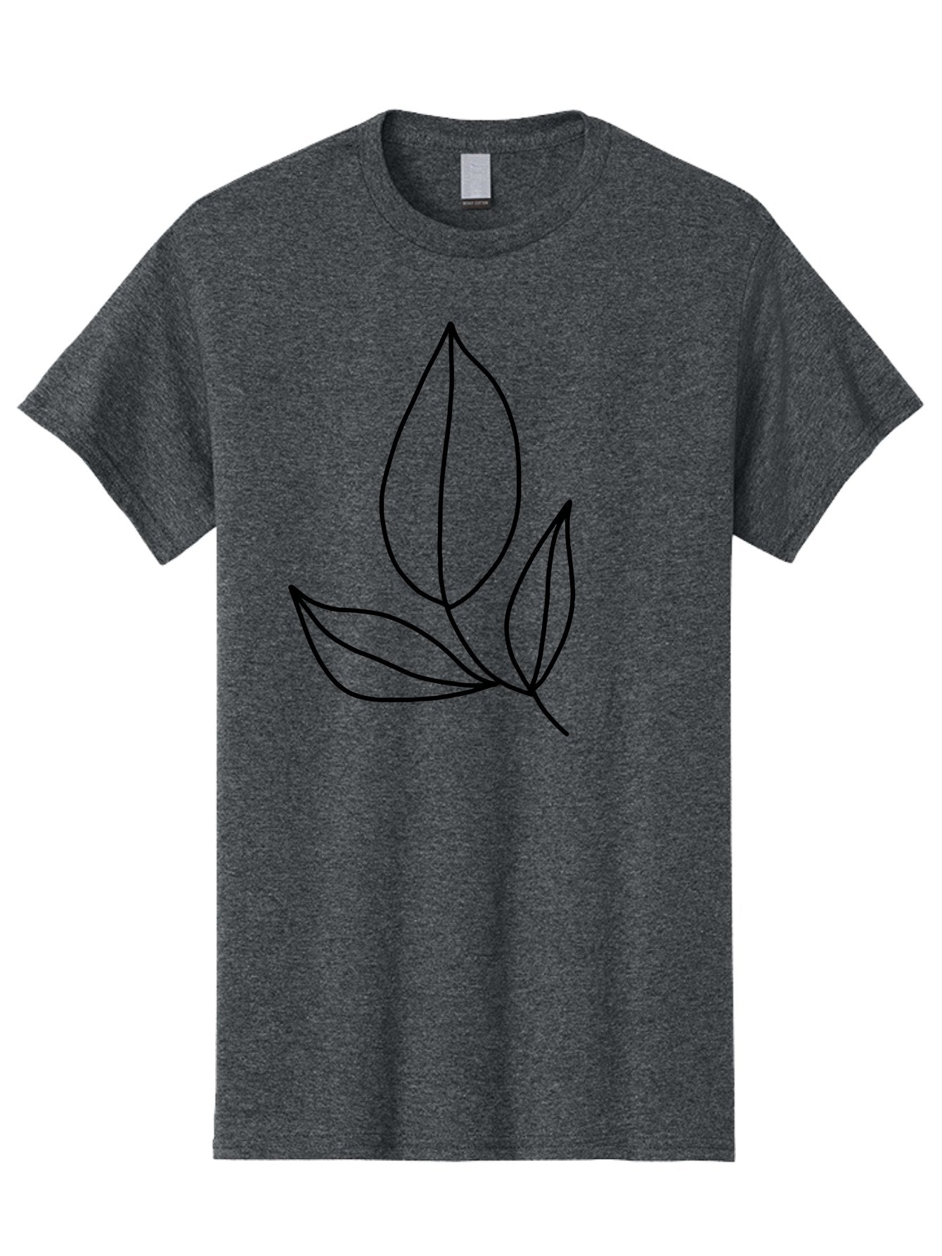 Three-Leaves Men'S Graphic Tee, 100% Cotton, Comfortable Casual Summer Wear, Machine Washable, Simple Leaf Design, Minimalist Art, Leaf Illustration, Black Lines, Leaf Silhouettes, Nature-Inspired Graphics, Botanical Art, Clean Lines, -  Aaa500 25