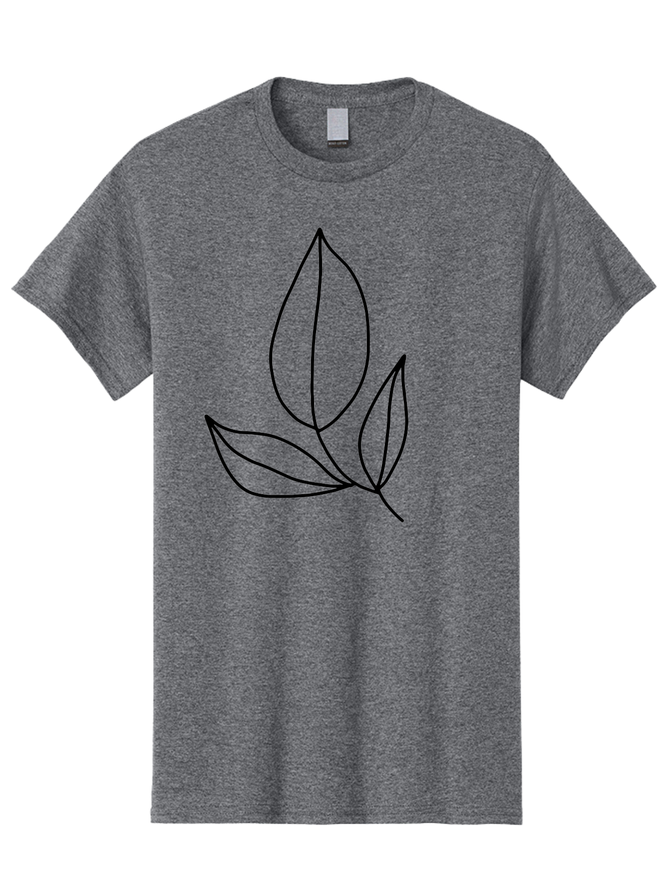 Three-Leaves Men'S Graphic Tee, 100% Cotton, Comfortable Casual Summer Wear, Machine Washable, Simple Leaf Design, Minimalist Art, Leaf Illustration, Black Lines, Leaf Silhouettes, Nature-Inspired Graphics, Botanical Art, Clean Lines, -  Aaa500 9