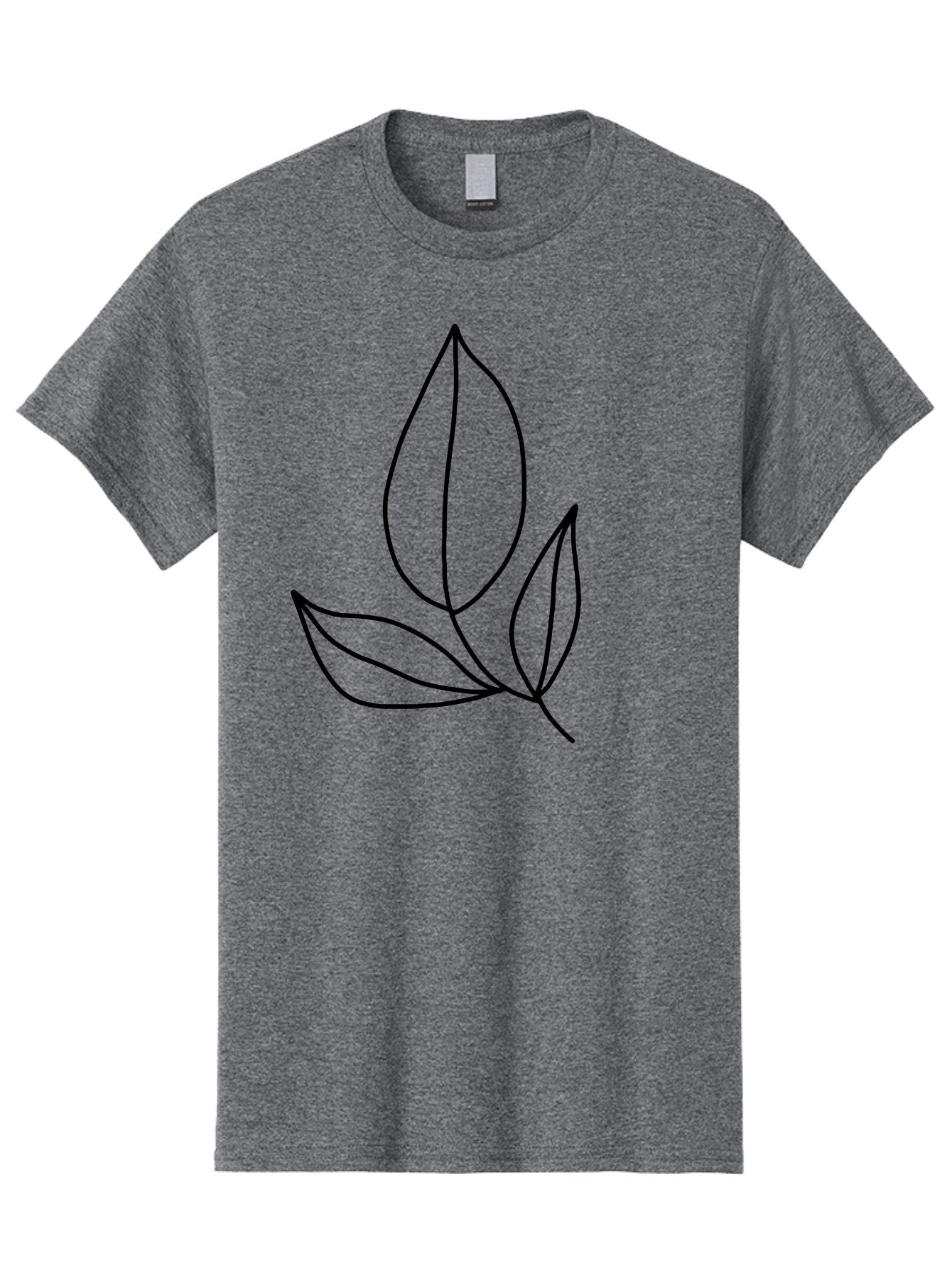 Three-Leaves Men'S Graphic Tee, 100% Cotton, Comfortable Casual Summer Wear, Machine Washable, Simple Leaf Design, Minimalist Art, Leaf Illustration, Black Lines, Leaf Silhouettes, Nature-Inspired Graphics, Botanical Art, Clean Lines, -  Aaa500 3