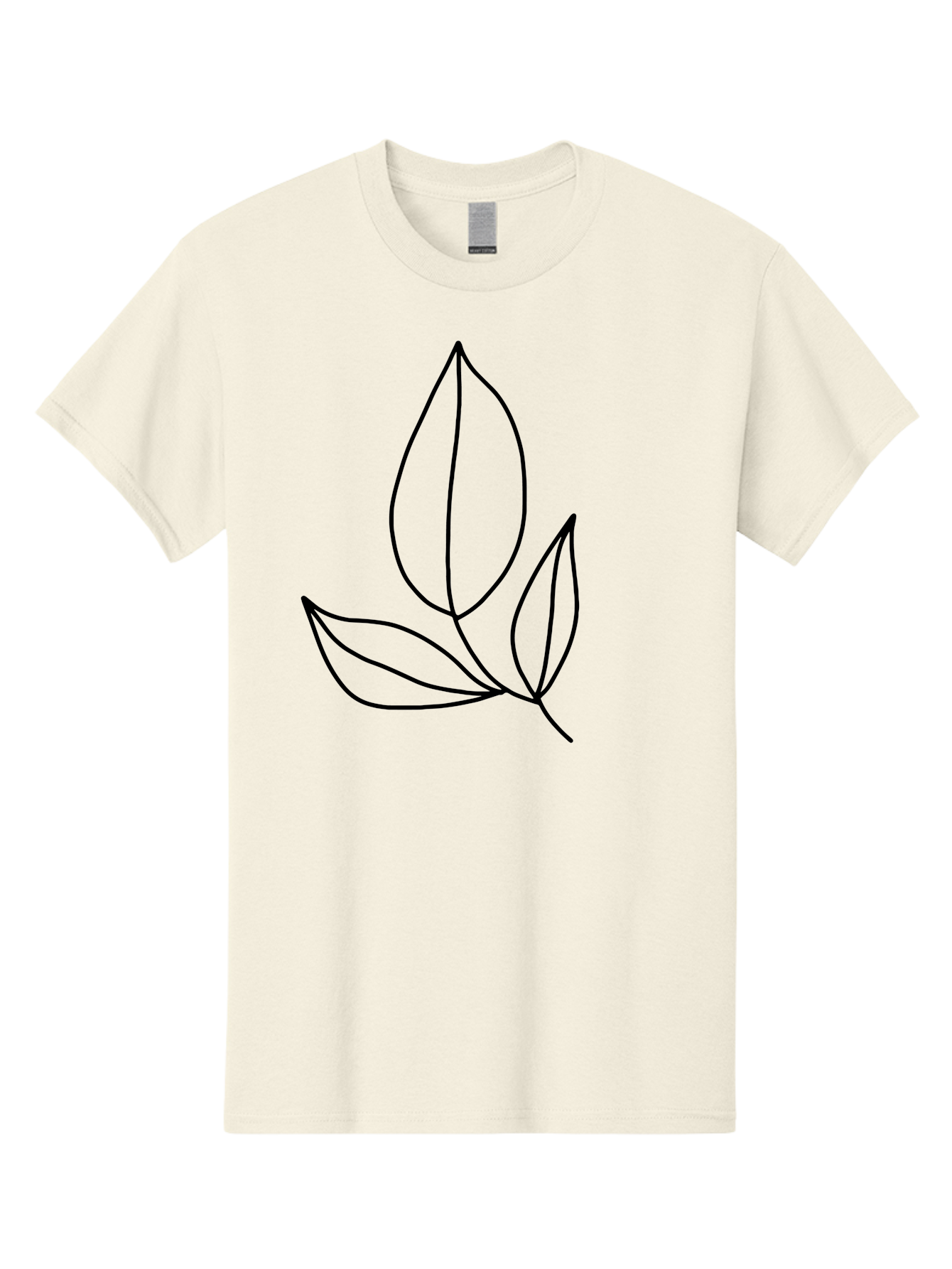 Three-Leaves Men'S Graphic Tee, 100% Cotton, Comfortable Casual Summer Wear, Machine Washable, Simple Leaf Design, Minimalist Art, Leaf Illustration, Black Lines, Leaf Silhouettes, Nature-Inspired Graphics, Botanical Art, Clean Lines, -  Aaa500 17