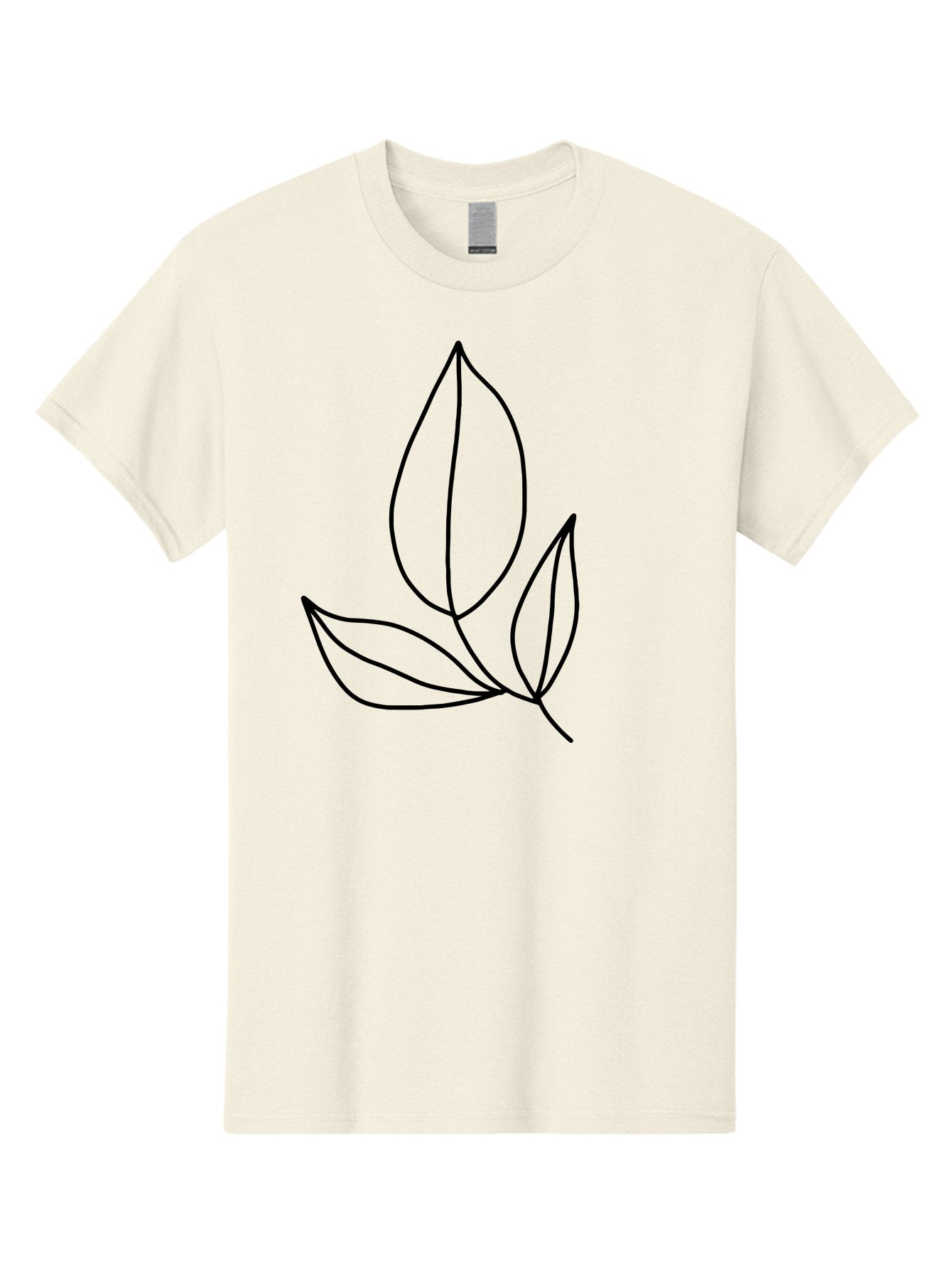 Three-Leaves Men'S Graphic Tee, 100% Cotton, Comfortable Casual Summer Wear, Machine Washable, Simple Leaf Design, Minimalist Art, Leaf Illustration, Black Lines, Leaf Silhouettes, Nature-Inspired Graphics, Botanical Art, Clean Lines, -  Aaa500 5