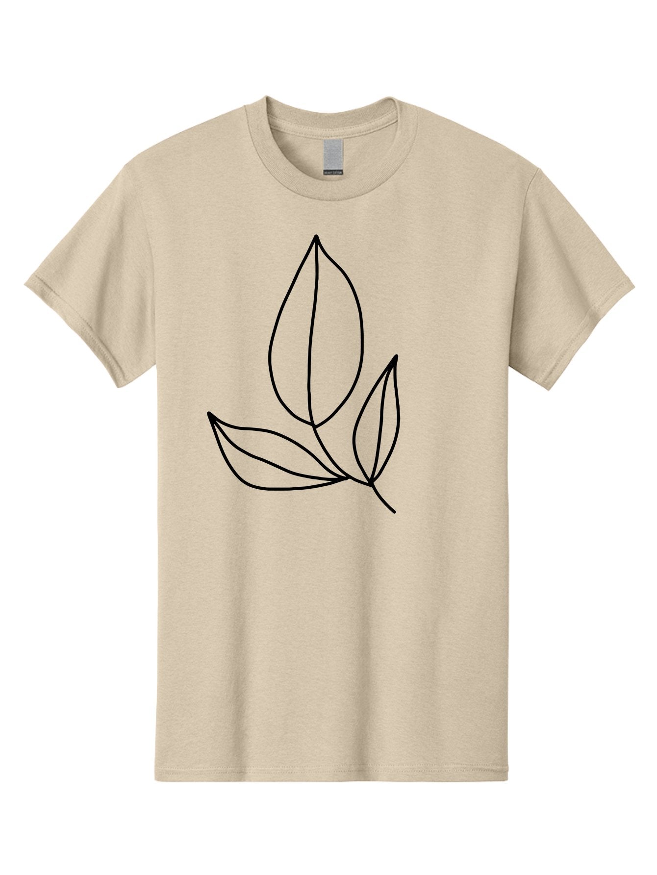 Three-Leaves Men'S Graphic Tee, 100% Cotton, Comfortable Casual Summer Wear, Machine Washable, Simple Leaf Design, Minimalist Art, Leaf Illustration, Black Lines, Leaf Silhouettes, Nature-Inspired Graphics, Botanical Art, Clean Lines, -  Aaa500 15