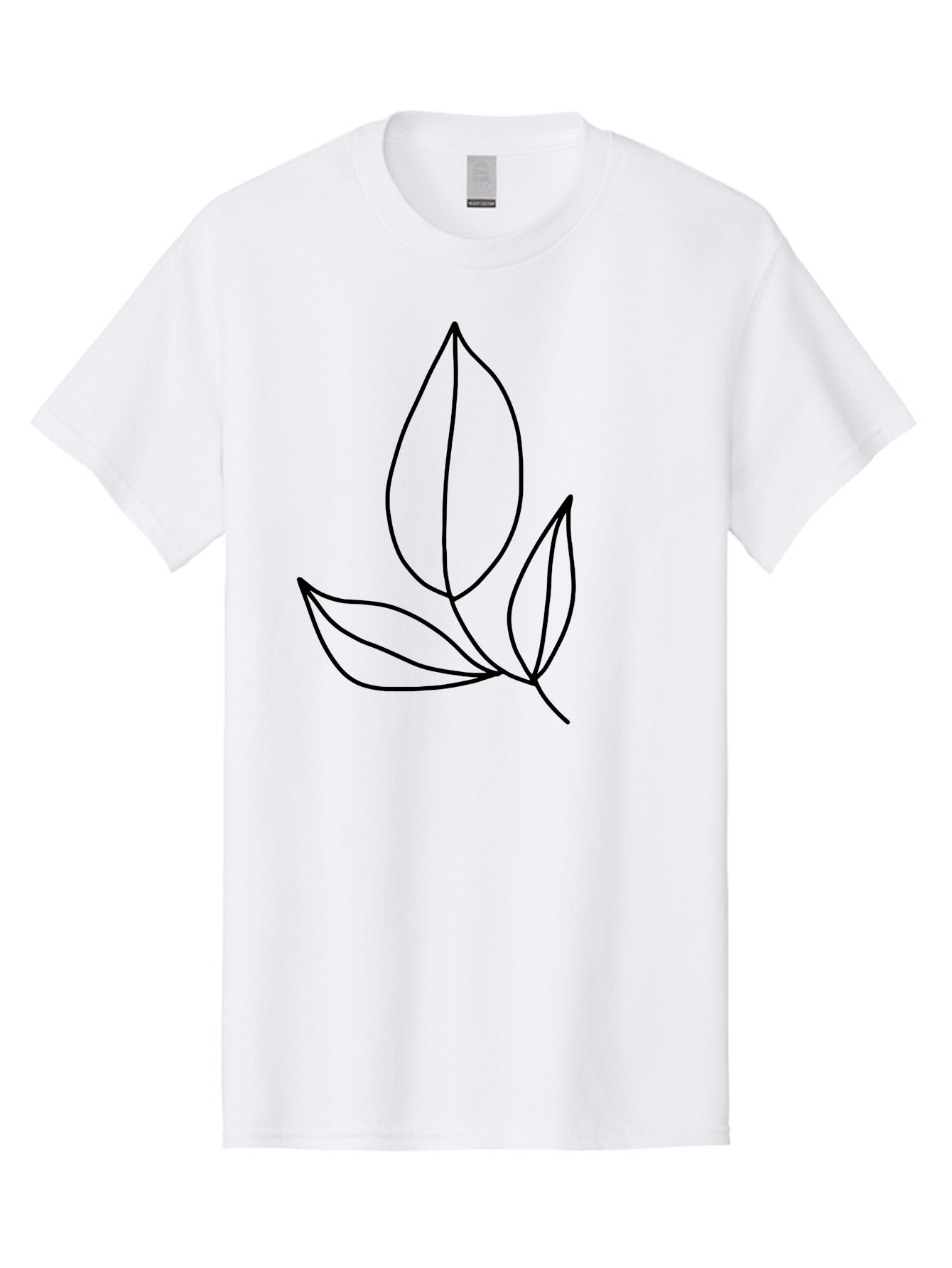 Three-Leaves Men'S Graphic Tee, 100% Cotton, Comfortable Casual Summer Wear, Machine Washable, Simple Leaf Design, Minimalist Art, Leaf Illustration, Black Lines, Leaf Silhouettes, Nature-Inspired Graphics, Botanical Art, Clean Lines, -  Aaa500 29