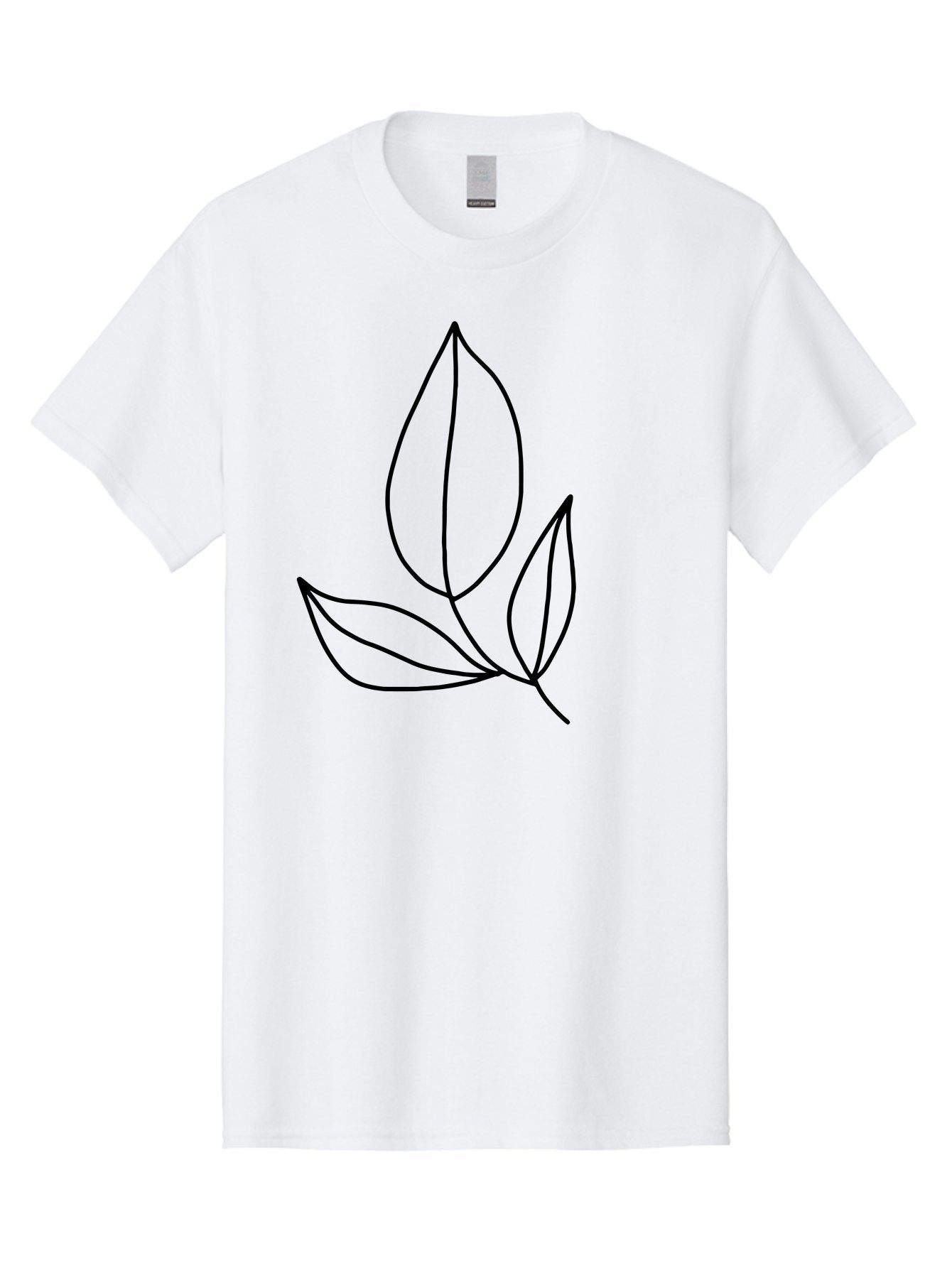 Three-Leaves Men'S Graphic Tee, 100% Cotton, Comfortable Casual Summer Wear, Machine Washable, Simple Leaf Design, Minimalist Art, Leaf Illustration, Black Lines, Leaf Silhouettes, Nature-Inspired Graphics, Botanical Art, Clean Lines, -  Aaa500 19