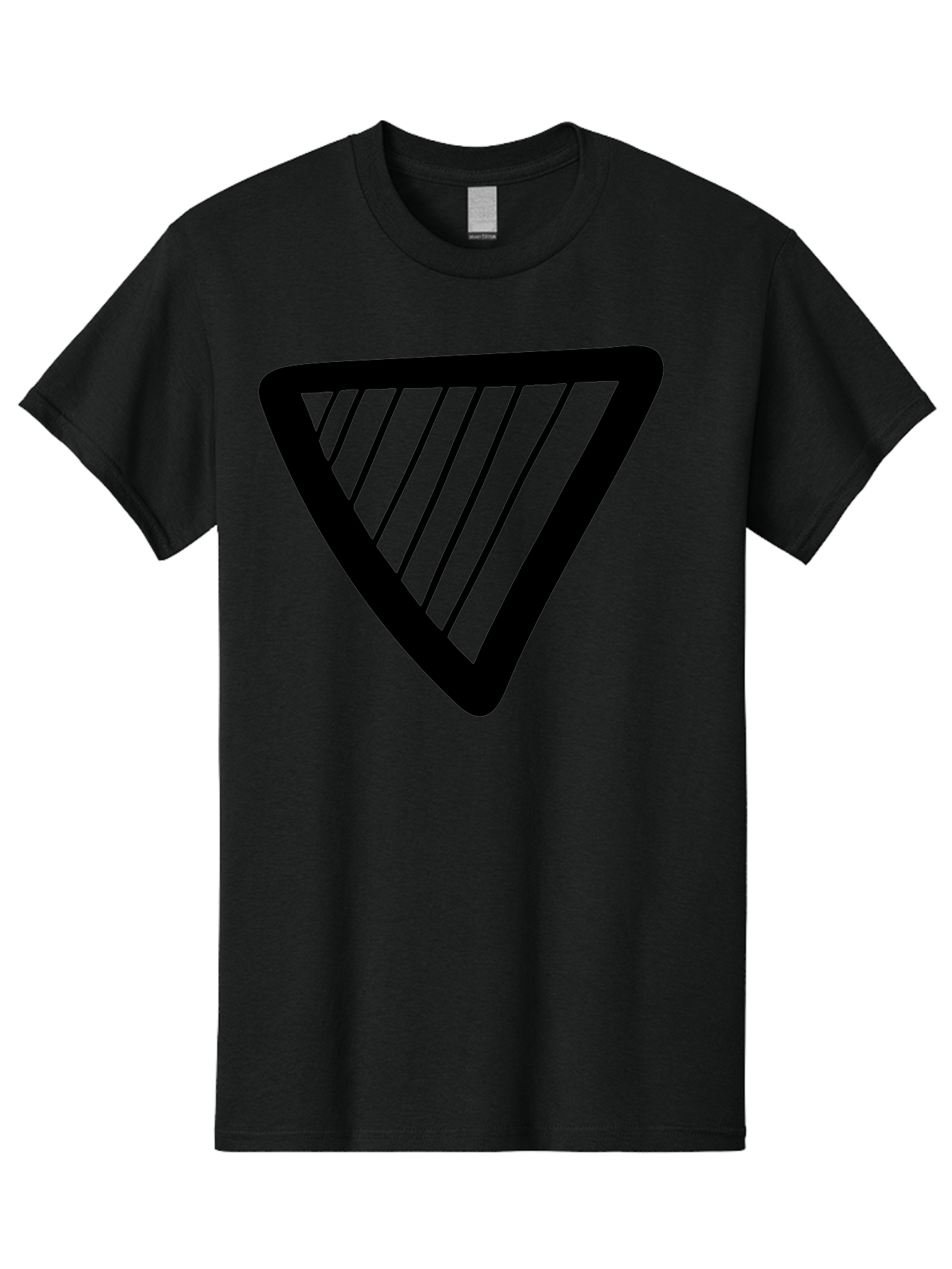 Triangle Men'S Graphic Tee, 100% Cotton, Comfortable Casual Summer Wear, Machine Washable, Triangle Shape, Yield Sign, Caution Sign, Black Outline, Warning Symbol, Traffic Sign, Road Safety, Diagonal Lines -  Aaa503
