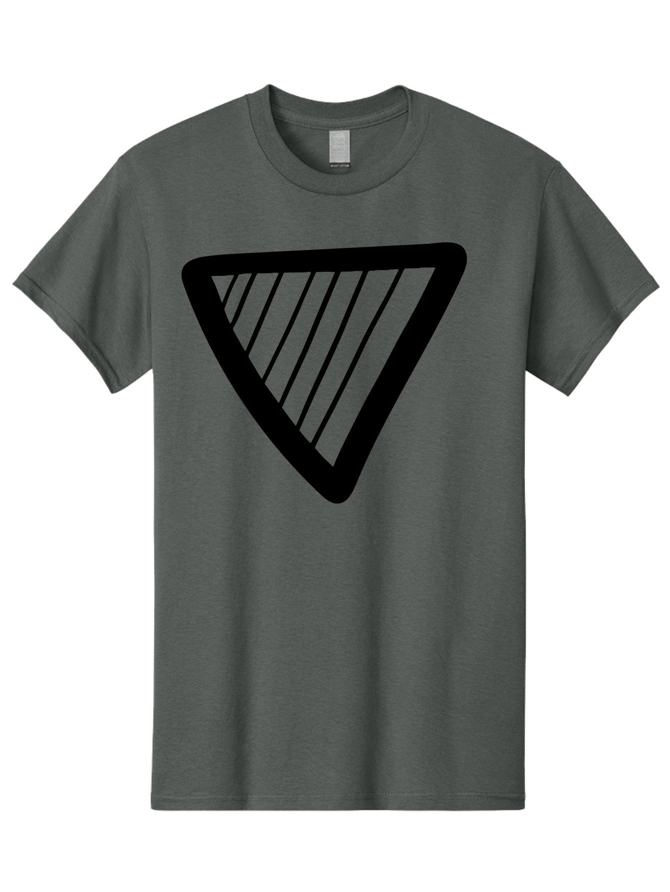 Triangle Men'S Graphic Tee, 100% Cotton, Comfortable Casual Summer Wear, Machine Washable, Triangle Shape, Yield Sign, Caution Sign, Black Outline, Warning Symbol, Traffic Sign, Road Safety, Diagonal Lines -  Aaa503 21