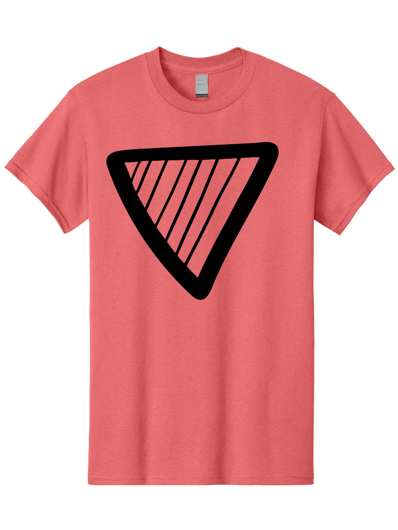 Triangle Men'S Graphic Tee, 100% Cotton, Comfortable Casual Summer Wear, Machine Washable, Triangle Shape, Yield Sign, Caution Sign, Black Outline, Warning Symbol, Traffic Sign, Road Safety, Diagonal Lines -  Aaa503