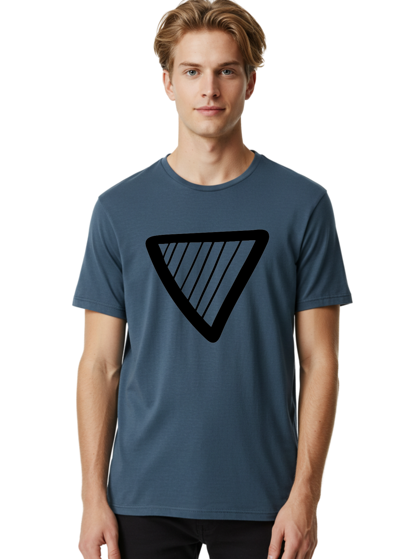 Triangle Men'S Graphic Tee, 100% Cotton, Comfortable Casual Summer Wear, Machine Washable, Triangle Shape, Yield Sign, Caution Sign, Black Outline, Warning Symbol, Traffic Sign, Road Safety, Diagonal Lines -  Aaa503 12