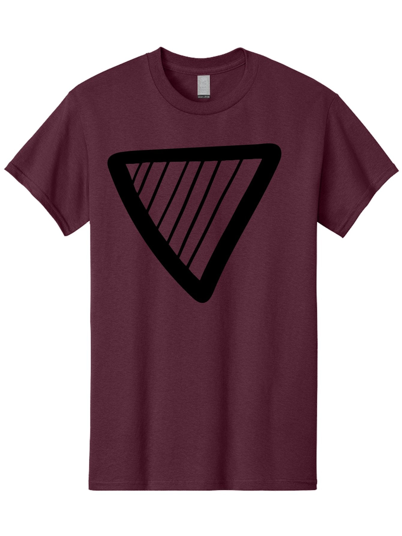 Triangle Men'S Graphic Tee, 100% Cotton, Comfortable Casual Summer Wear, Machine Washable, Triangle Shape, Yield Sign, Caution Sign, Black Outline, Warning Symbol, Traffic Sign, Road Safety, Diagonal Lines -  Aaa503 19