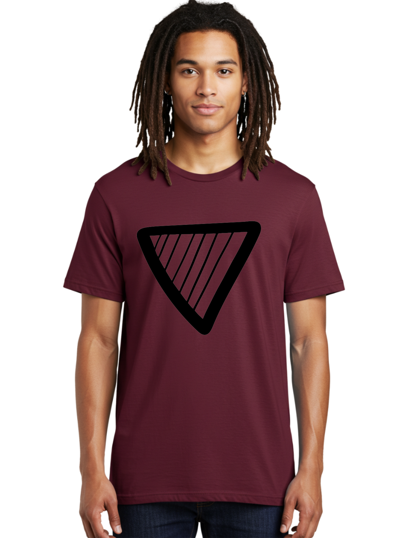 Triangle Men'S Graphic Tee, 100% Cotton, Comfortable Casual Summer Wear, Machine Washable, Triangle Shape, Yield Sign, Caution Sign, Black Outline, Warning Symbol, Traffic Sign, Road Safety, Diagonal Lines -  Aaa503 14