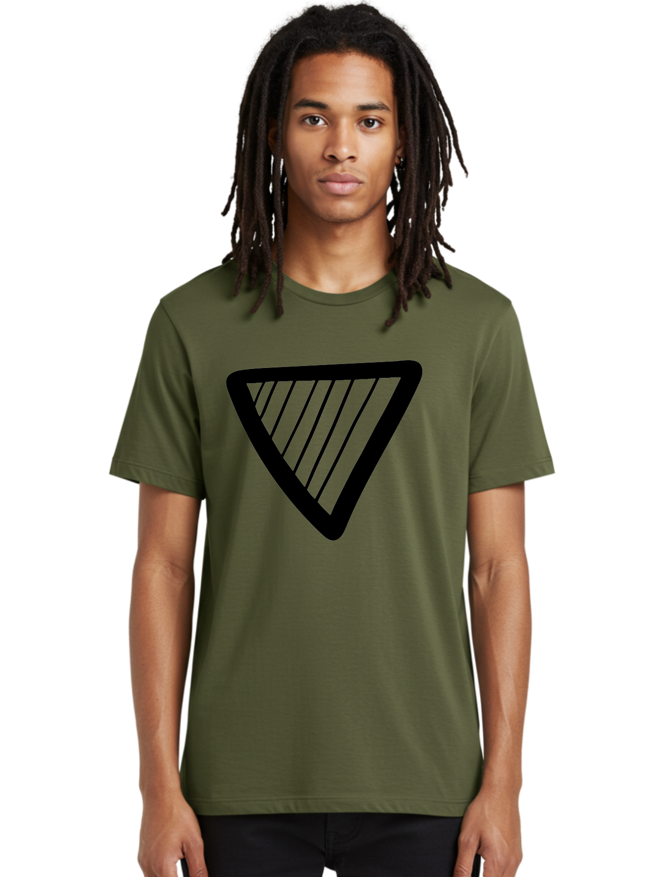 Triangle Men'S Graphic Tee, 100% Cotton, Comfortable Casual Summer Wear, Machine Washable, Triangle Shape, Yield Sign, Caution Sign, Black Outline, Warning Symbol, Traffic Sign, Road Safety, Diagonal Lines -  Aaa503 16