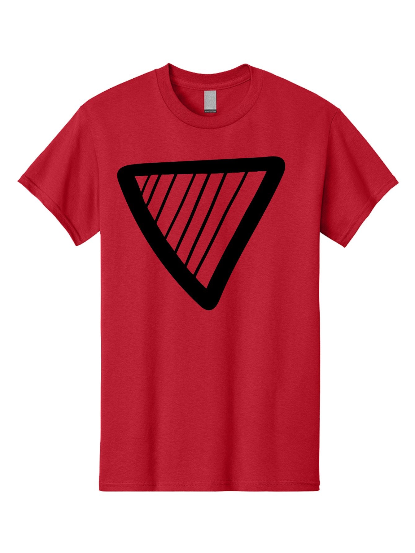 Triangle Men'S Graphic Tee, 100% Cotton, Comfortable Casual Summer Wear, Machine Washable, Triangle Shape, Yield Sign, Caution Sign, Black Outline, Warning Symbol, Traffic Sign, Road Safety, Diagonal Lines -  Aaa503 23