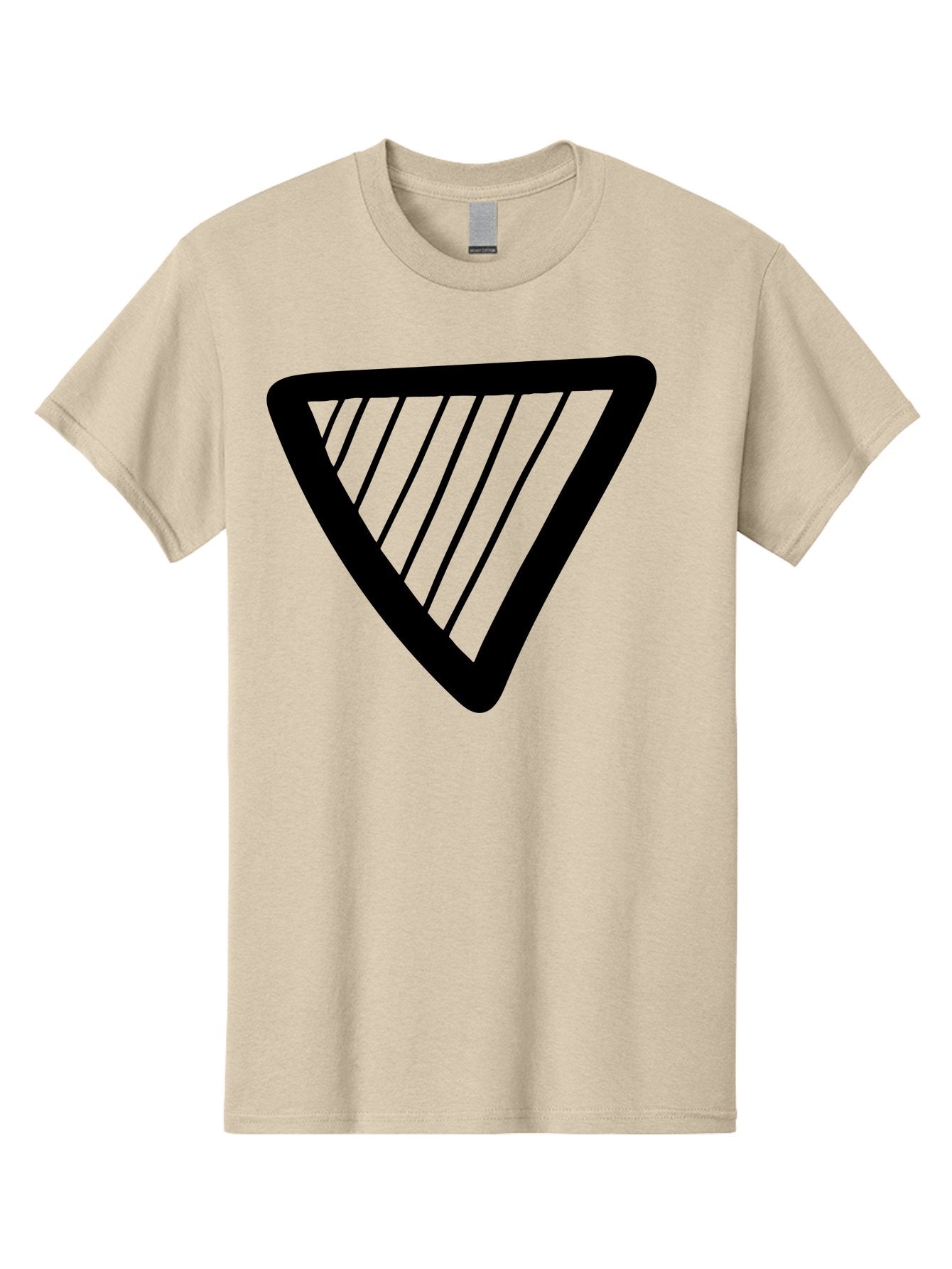 Triangle Men'S Graphic Tee, 100% Cotton, Comfortable Casual Summer Wear, Machine Washable, Triangle Shape, Yield Sign, Caution Sign, Black Outline, Warning Symbol, Traffic Sign, Road Safety, Diagonal Lines -  Aaa503 13