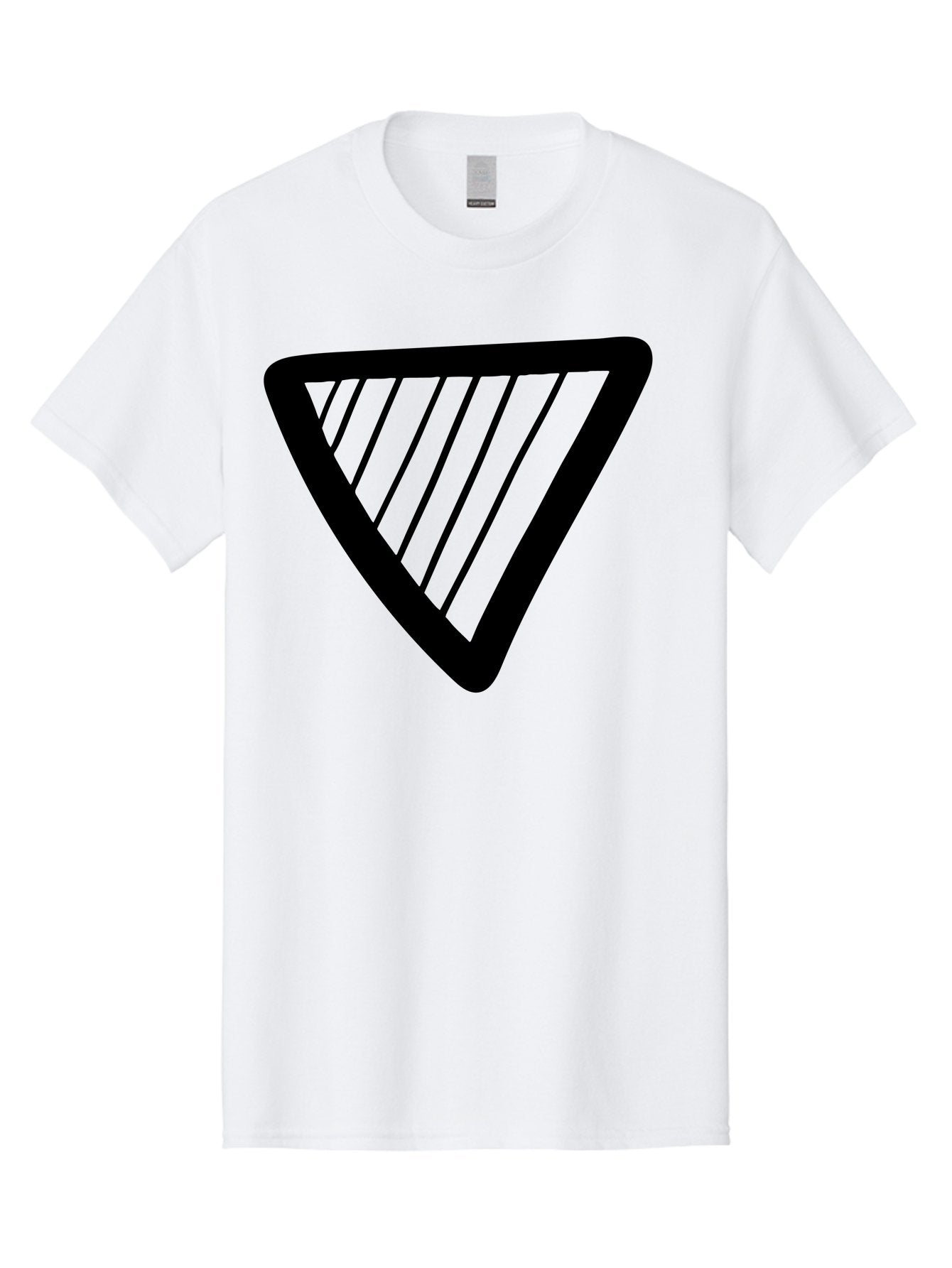 Triangle Men'S Graphic Tee, 100% Cotton, Comfortable Casual Summer Wear, Machine Washable, Triangle Shape, Yield Sign, Caution Sign, Black Outline, Warning Symbol, Traffic Sign, Road Safety, Diagonal Lines -  Aaa503 3