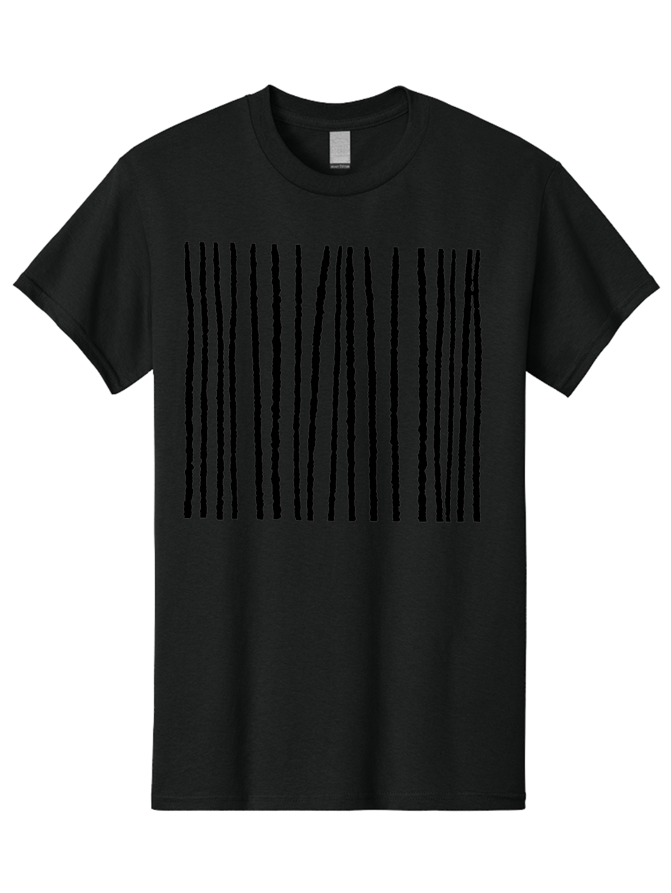 Vertical-Black-Lines Men'S Graphic Tee, 100% Cotton, Comfortable Casual Summer Wear, Machine Washable, Barcode Pattern, Black Stripes, Rough Texture, Vertical Lines, Code Design, Identification Label, Scannable Code, Product Labeling -  Aaa504