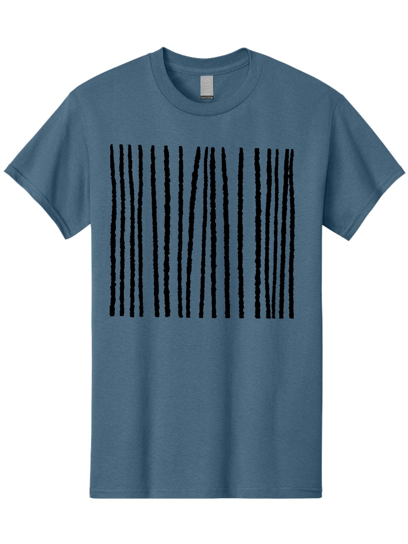 Vertical-Black-Lines Men'S Graphic Tee, 100% Cotton, Comfortable Casual Summer Wear, Machine Washable, Barcode Pattern, Black Stripes, Rough Texture, Vertical Lines, Code Design, Identification Label, Scannable Code, Product Labeling -  Aaa504 11