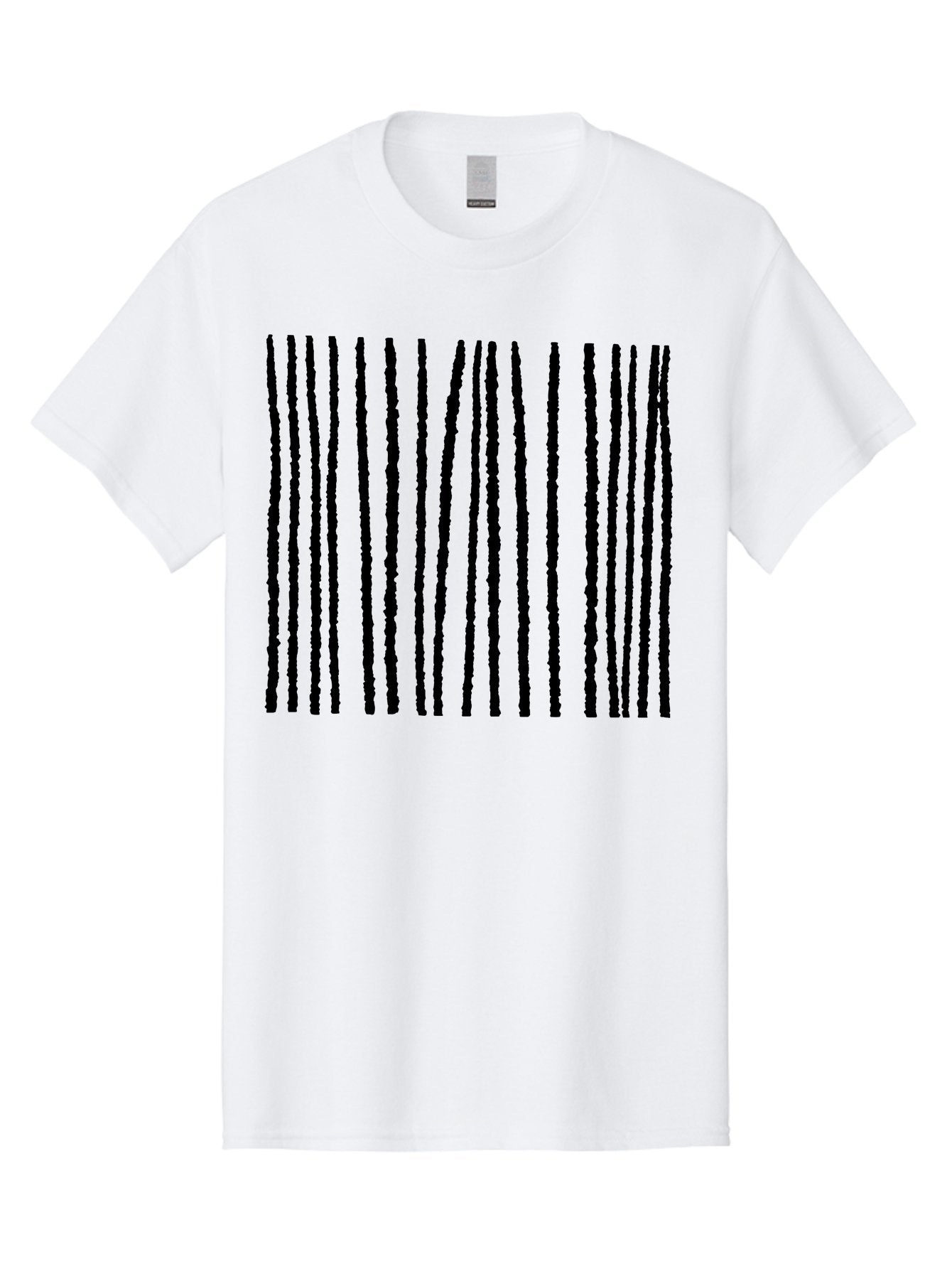 Vertical-Black-Lines Men'S Graphic Tee, 100% Cotton, Comfortable Casual Summer Wear, Machine Washable, Barcode Pattern, Black Stripes, Rough Texture, Vertical Lines, Code Design, Identification Label, Scannable Code, Product Labeling -  Aaa504 19