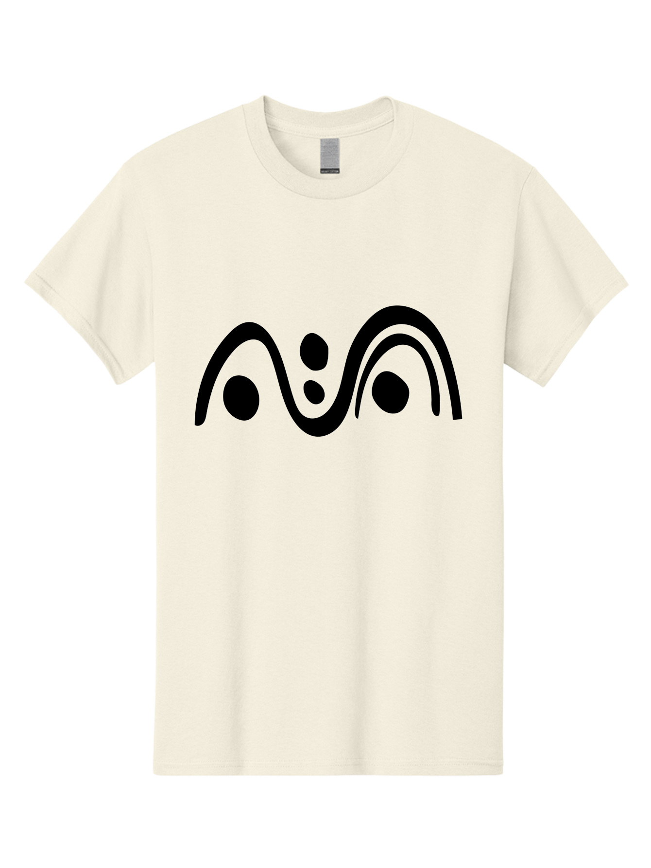 Wavy-Lines-And-Dots Men'S Graphic Tee, 100% Cotton, Comfortable Casual Summer Wear, Machine Washable, Abstract Design, Minimalist Art, Black Silhouettes, Flowing Shapes, Curved Lines, Creative Pattern, Modern Graphic -  Aaa507