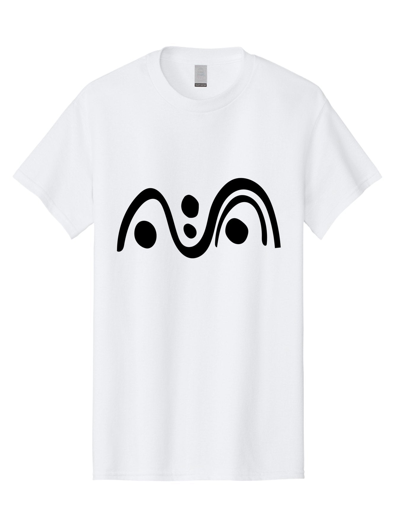 Wavy-Lines-And-Dots Men'S Graphic Tee, 100% Cotton, Comfortable Casual Summer Wear, Machine Washable, Abstract Design, Minimalist Art, Black Silhouettes, Flowing Shapes, Curved Lines, Creative Pattern, Modern Graphic -  Aaa507