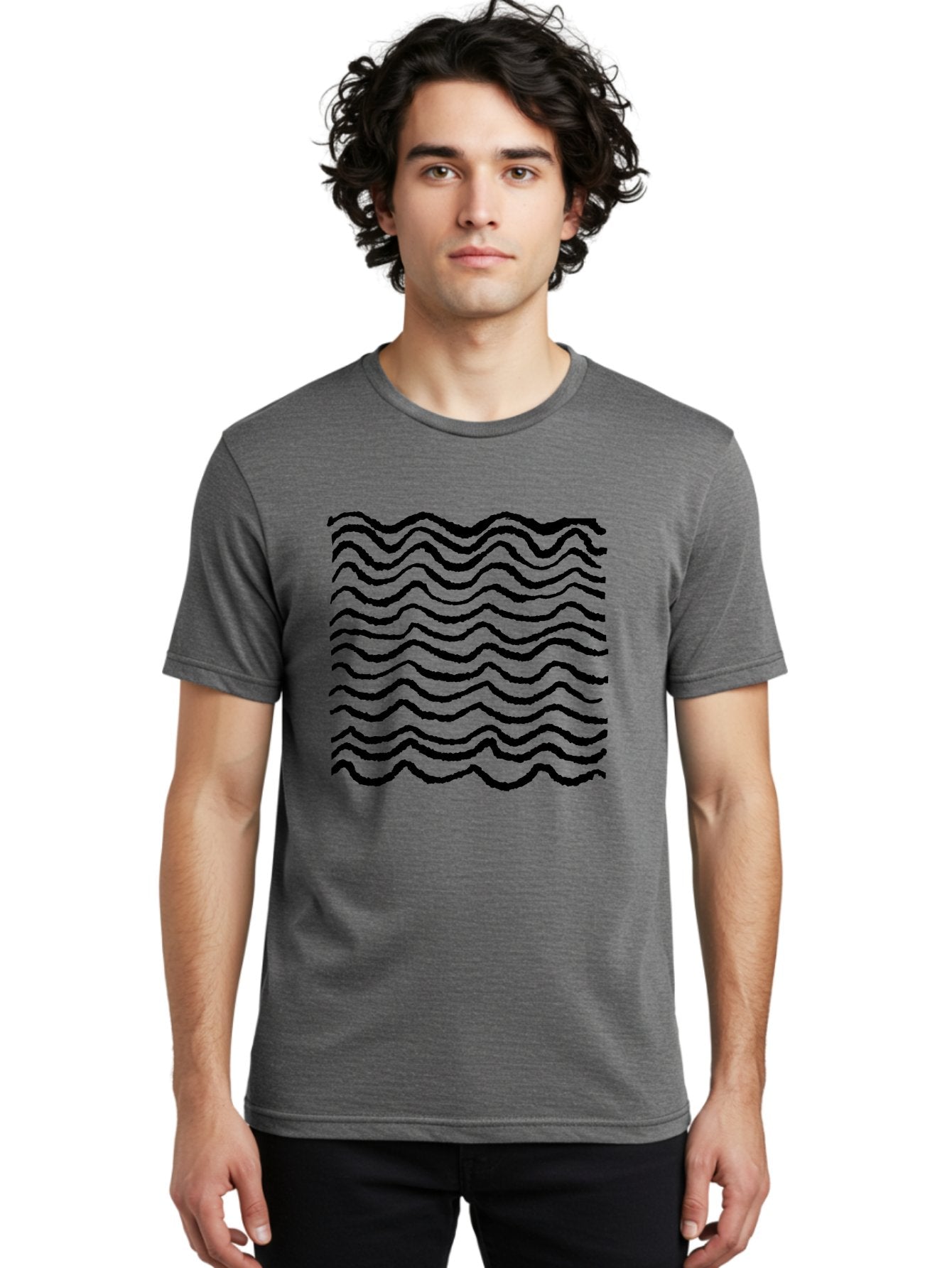Wavy-Lines-Pattern Men'S Graphic Tee, 100% Cotton, Comfortable Casual Summer Wear, Machine Washable, Wavy Lines, Black Lines, Fluid Patterns, Abstract Design, Wavy Shapes, Modern Art, Graphic Elements, Dynamic Curves -  Aaa508 22