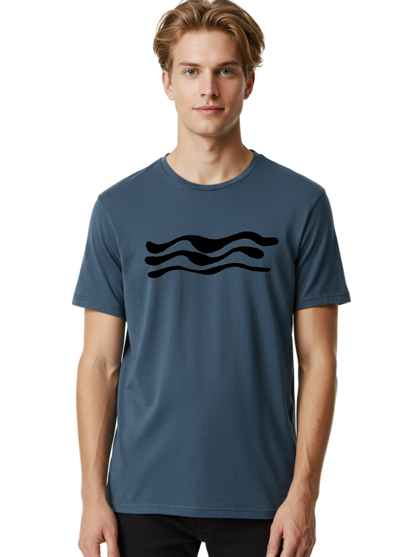 Wavy-Lines Men'S Graphic Tee, 100% Cotton, Comfortable Casual Summer Wear, Machine Washable, Wavy Lines, Abstract Design, Minimalist Art, Fluid Shapes, Dynamic Pattern, Modern Graphic -  Aaa509 28