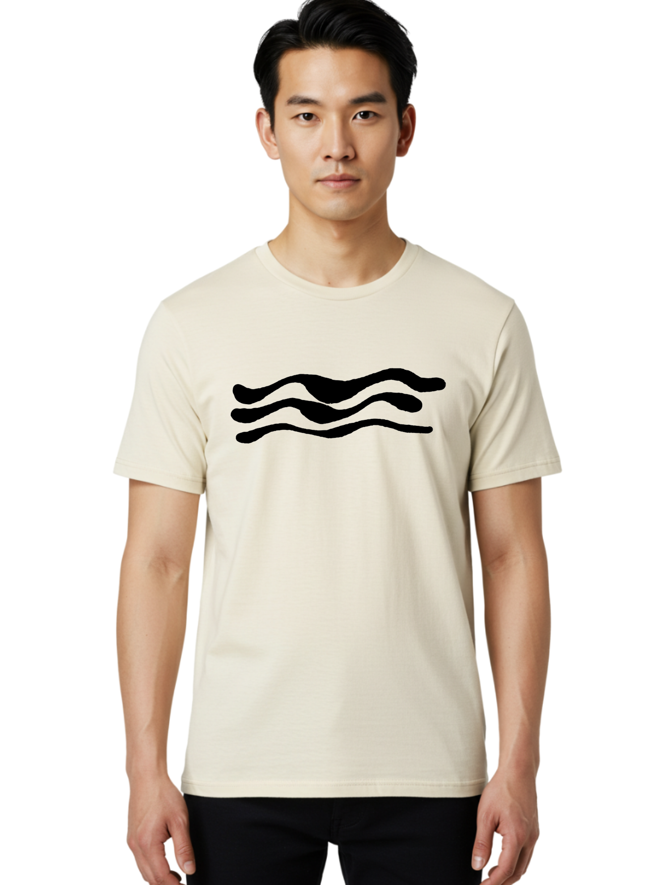 Wavy-Lines Men'S Graphic Tee, 100% Cotton, Comfortable Casual Summer Wear, Machine Washable, Wavy Lines, Abstract Design, Minimalist Art, Fluid Shapes, Dynamic Pattern, Modern Graphic -  Aaa509 26