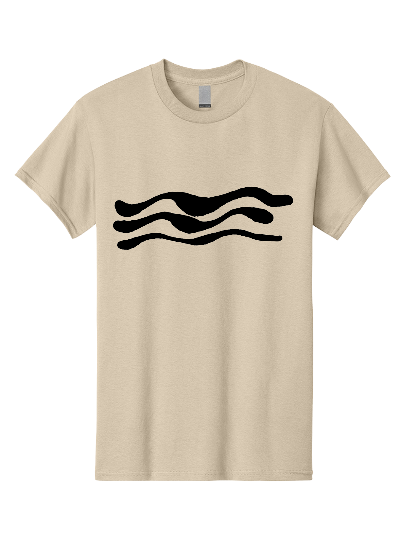 Wavy-Lines Men'S Graphic Tee, 100% Cotton, Comfortable Casual Summer Wear, Machine Washable, Wavy Lines, Abstract Design, Minimalist Art, Fluid Shapes, Dynamic Pattern, Modern Graphic -  Aaa509